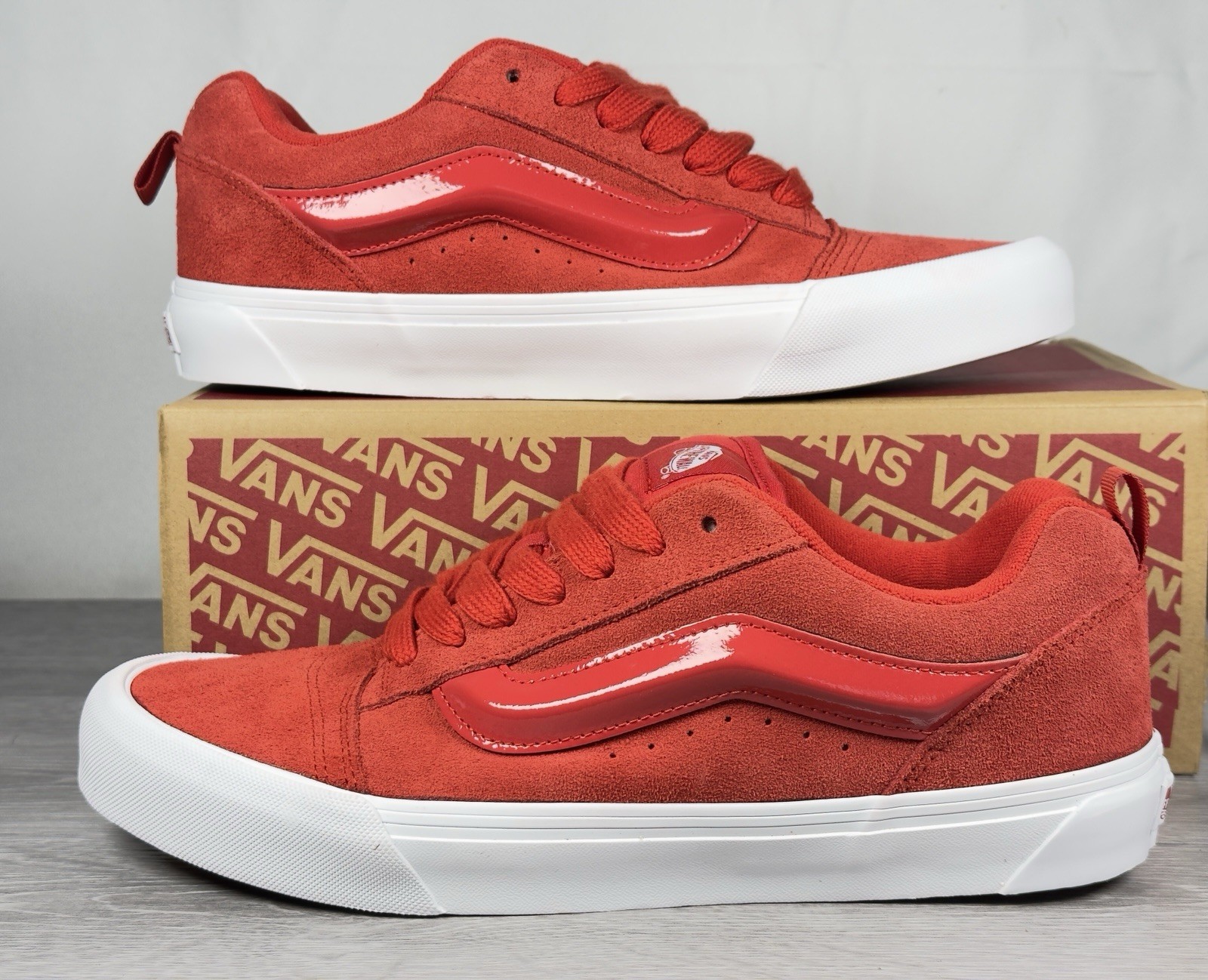 Vans Knu Skool Suede Patent Racing Red White Men’s Size 8,5 VN000EE6IZQ