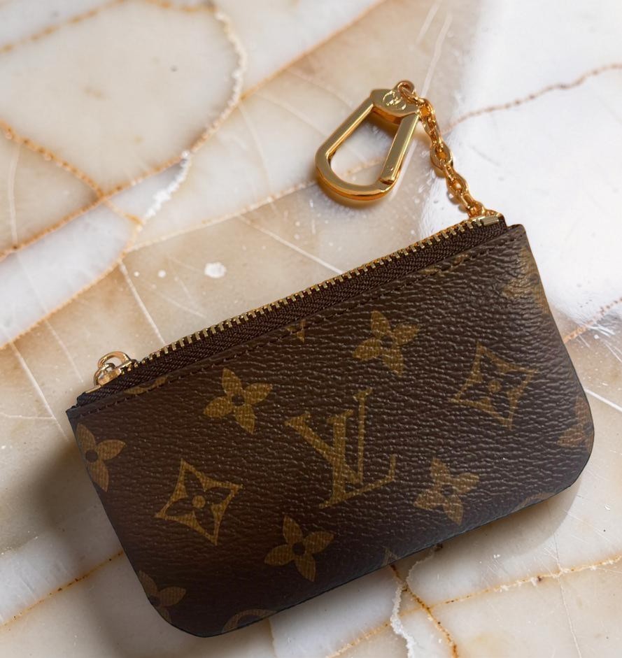 Authentic Louis Vuitton Monogram Key Pouch Pochette Cles Coin Purse W/Box & Bag