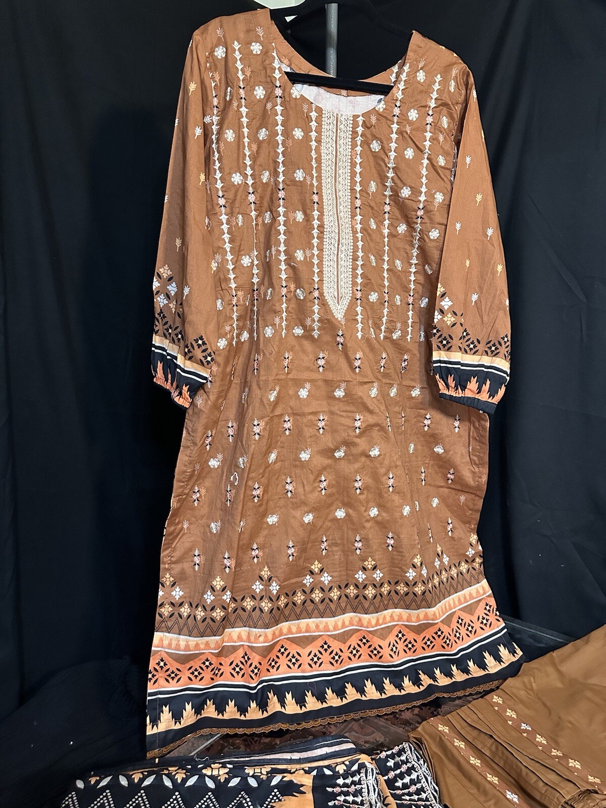 Beautiful Lawn Cotton Suit For Summer, Emb Shirt And Emb Dupatta- Large – $35