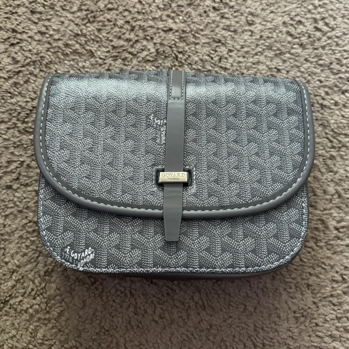 Goyard Gray Goyardine Small Women’s Crossbody Bag Buckle Flap Yellow Lining