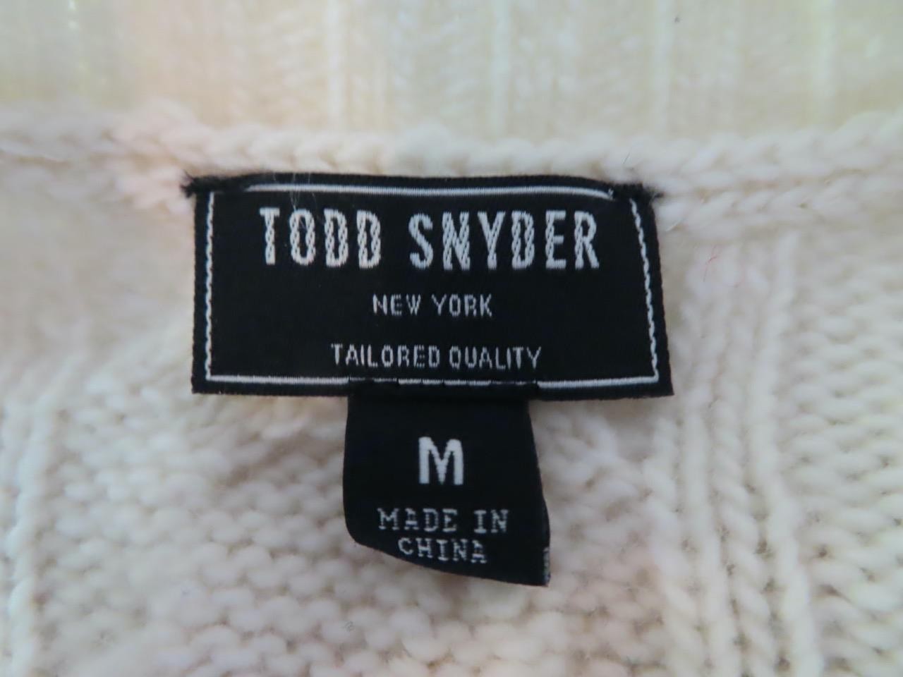 Todd Snyder Cream Merino Wool Cable Knit Crew Neck Pullover Sweater Size M