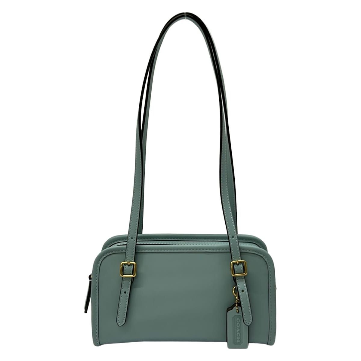 COACH Swing Zip Bag 20 Light Blue Leather Shoulder Bag Auth From Japan
