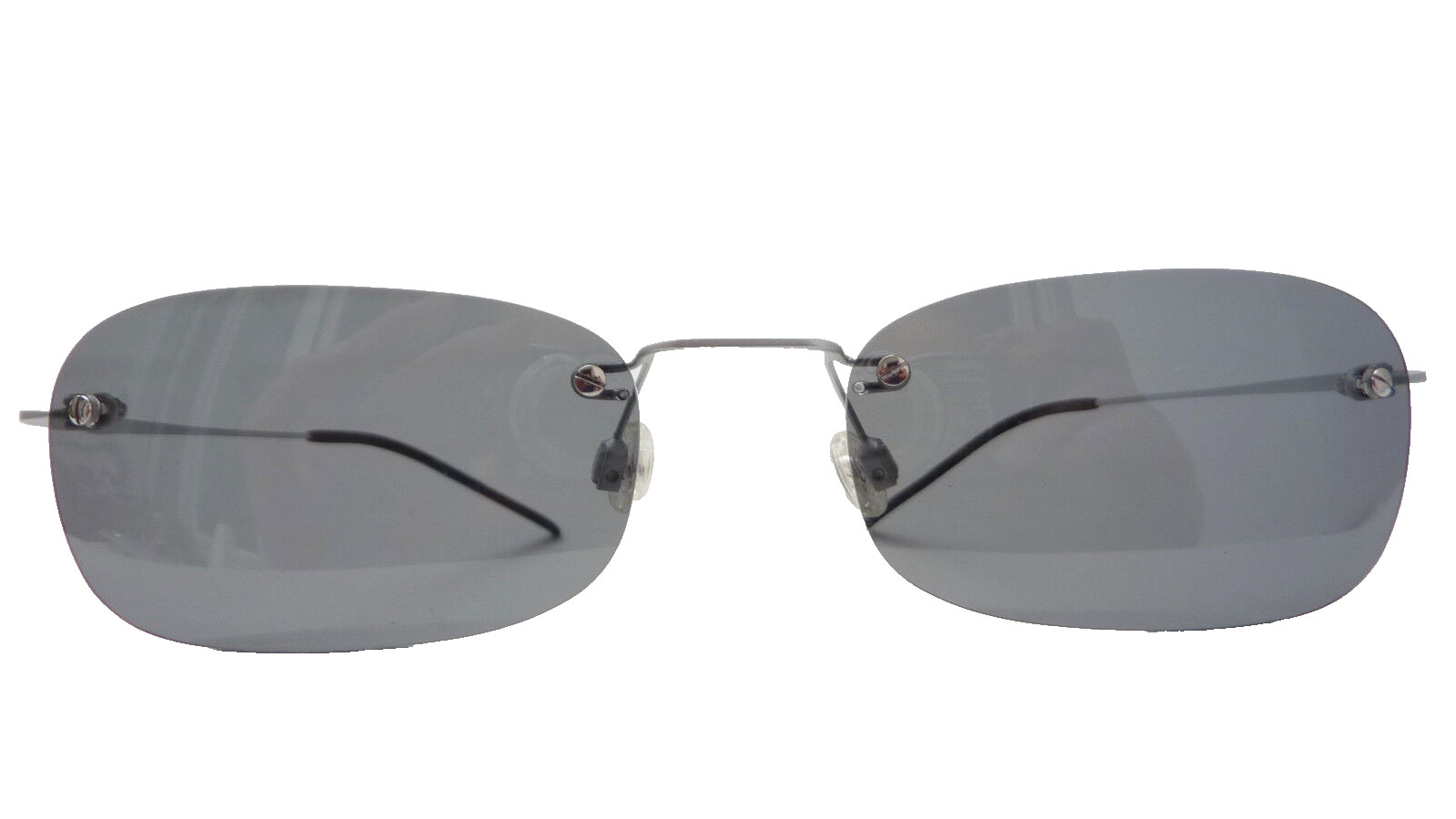 Men’s Sunglasses Rimless Titanium Eyewear Gray Plastic Lens Nickel Free Lightweight