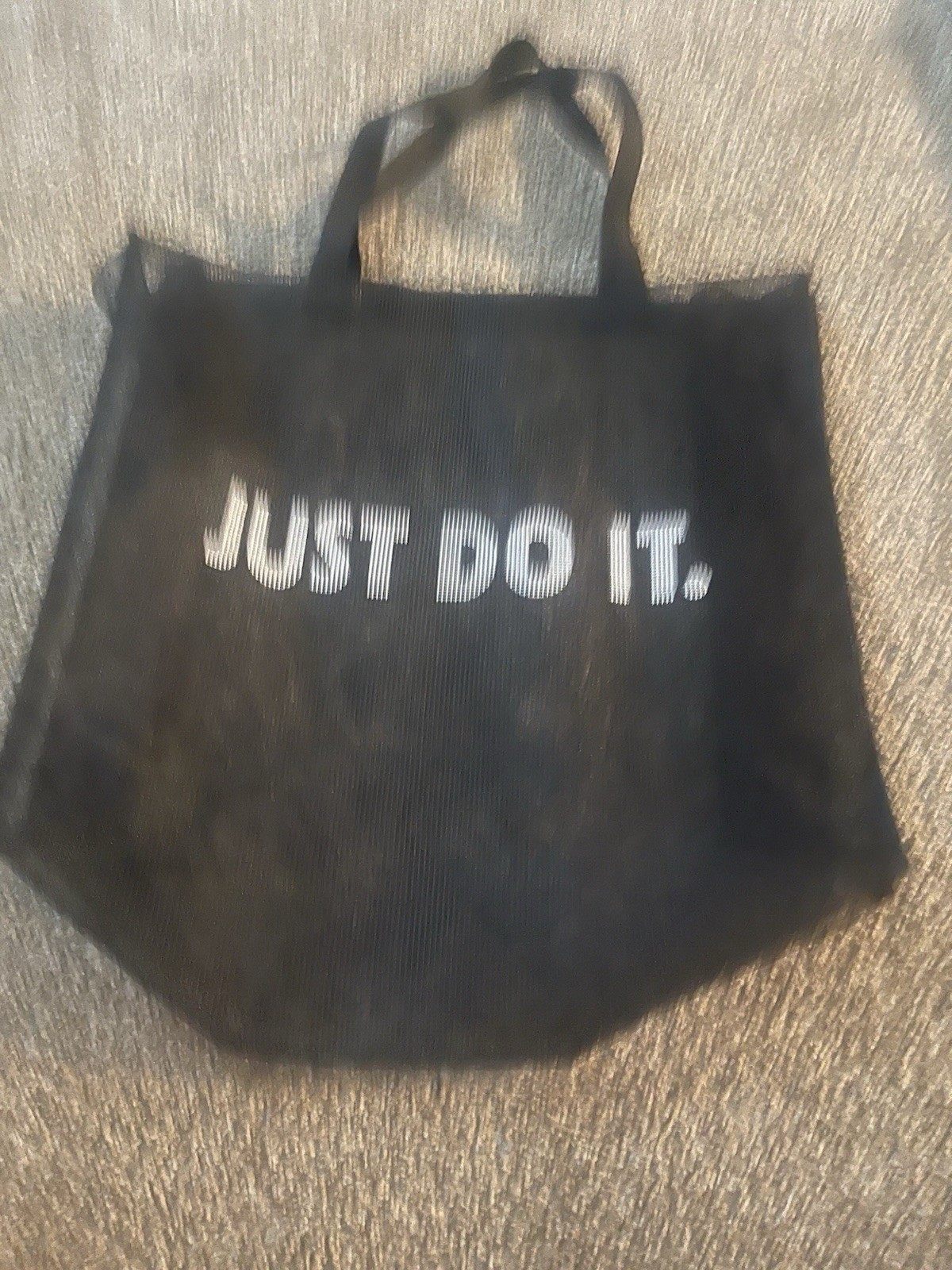 Nike Black Mesh Tote Bag Just Do It Swoosh Logo Lightweight Open Top
