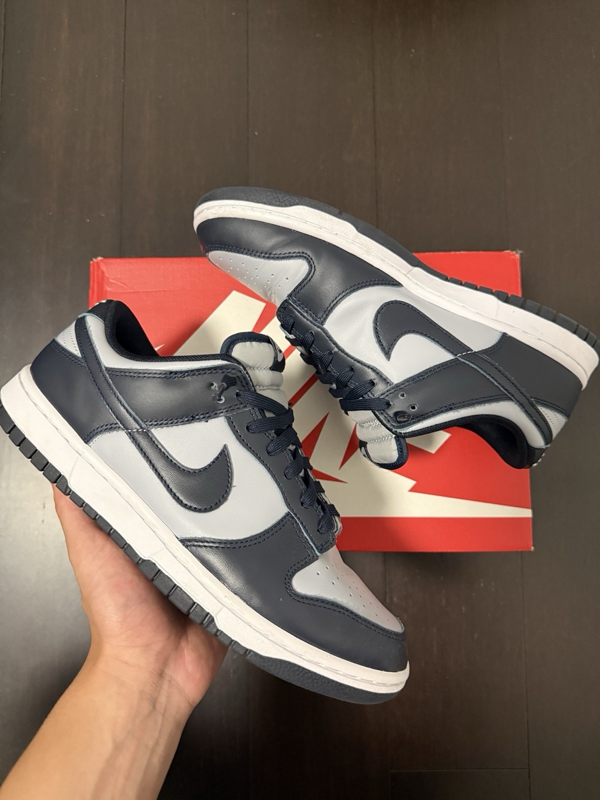 Nike Dunk Low Retro Georgetown Grey Navy Size 9.5 Men’s Used Authentic