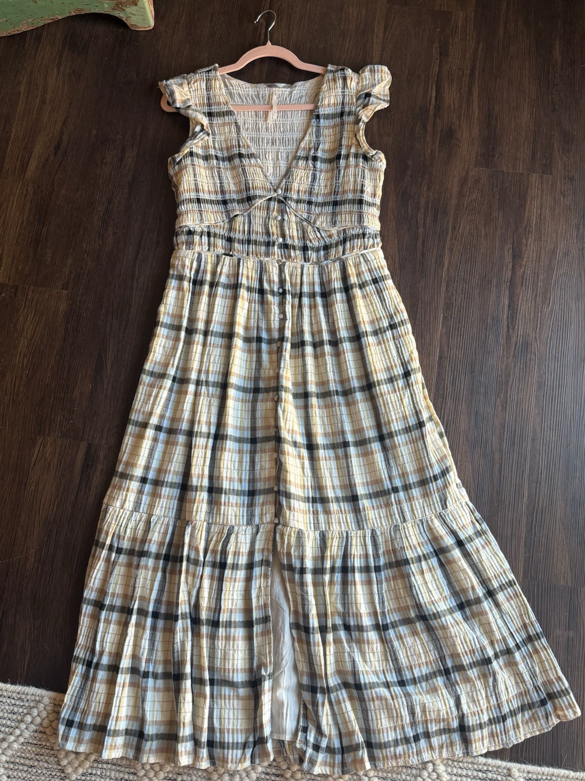 Anthropologie The Peregrine Midi Dress Size M Plaid Tones