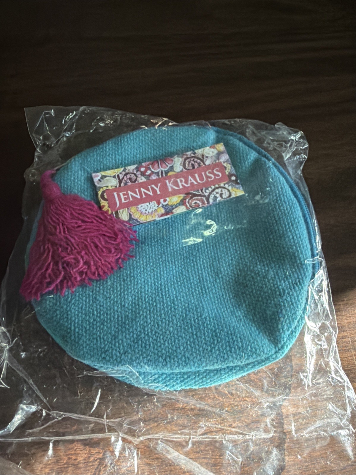 NWT Jenny Krauss For Sundance Wool Bag Pouch Embroidered Round Letter M Blue