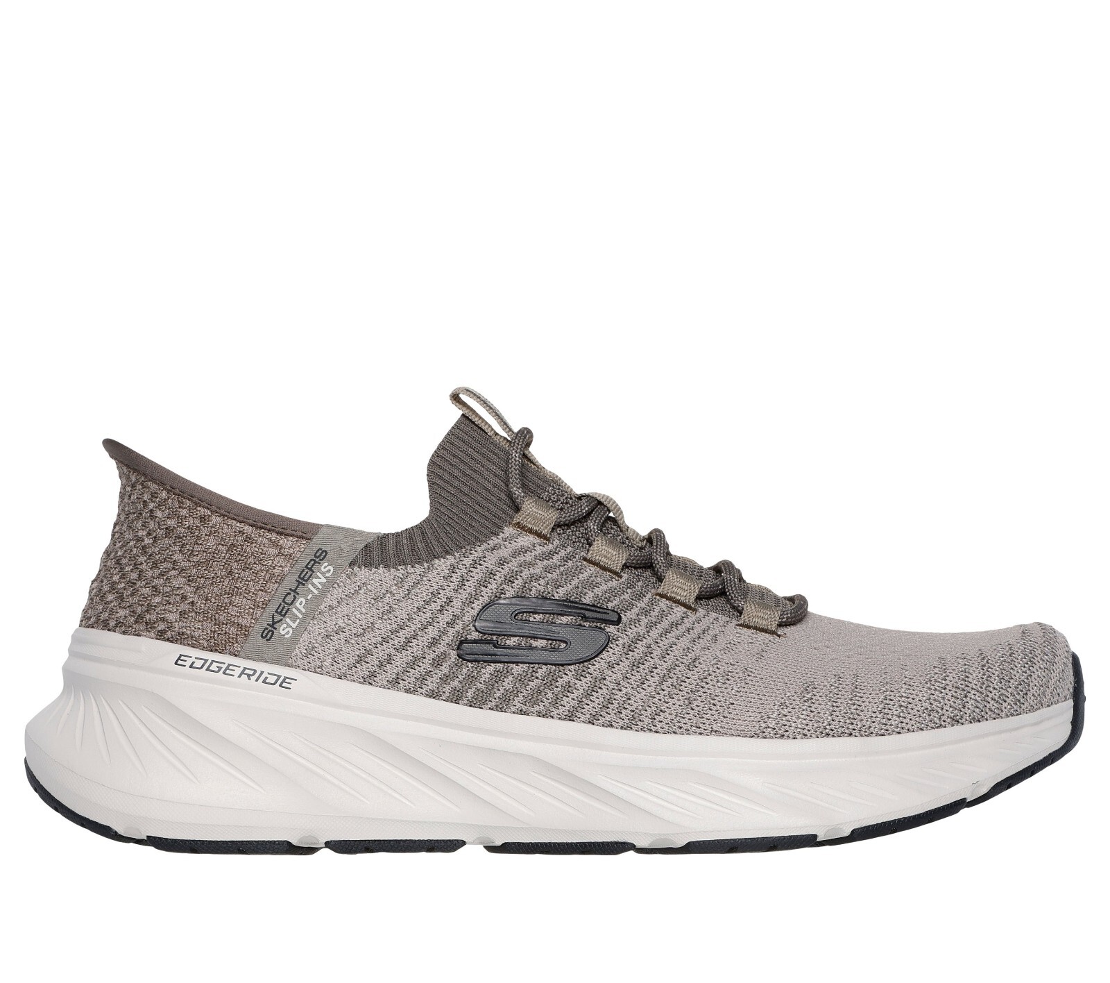 Skechers Slip Ins Shoes Men Hand Free Taupe Air Cooled Memory Foam Knit 232932