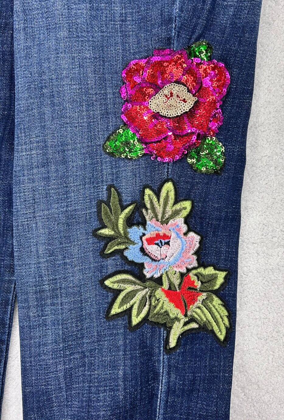 Laurie Felt Classic Boyfriend Jeans Women 10 Floral W/Vital Stretch