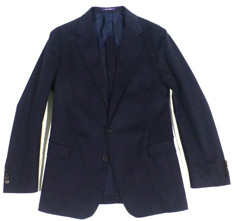 Ralph Lauren Purple Label Blazer 42R Blue Italy Brushed Cotton Gab Jacket