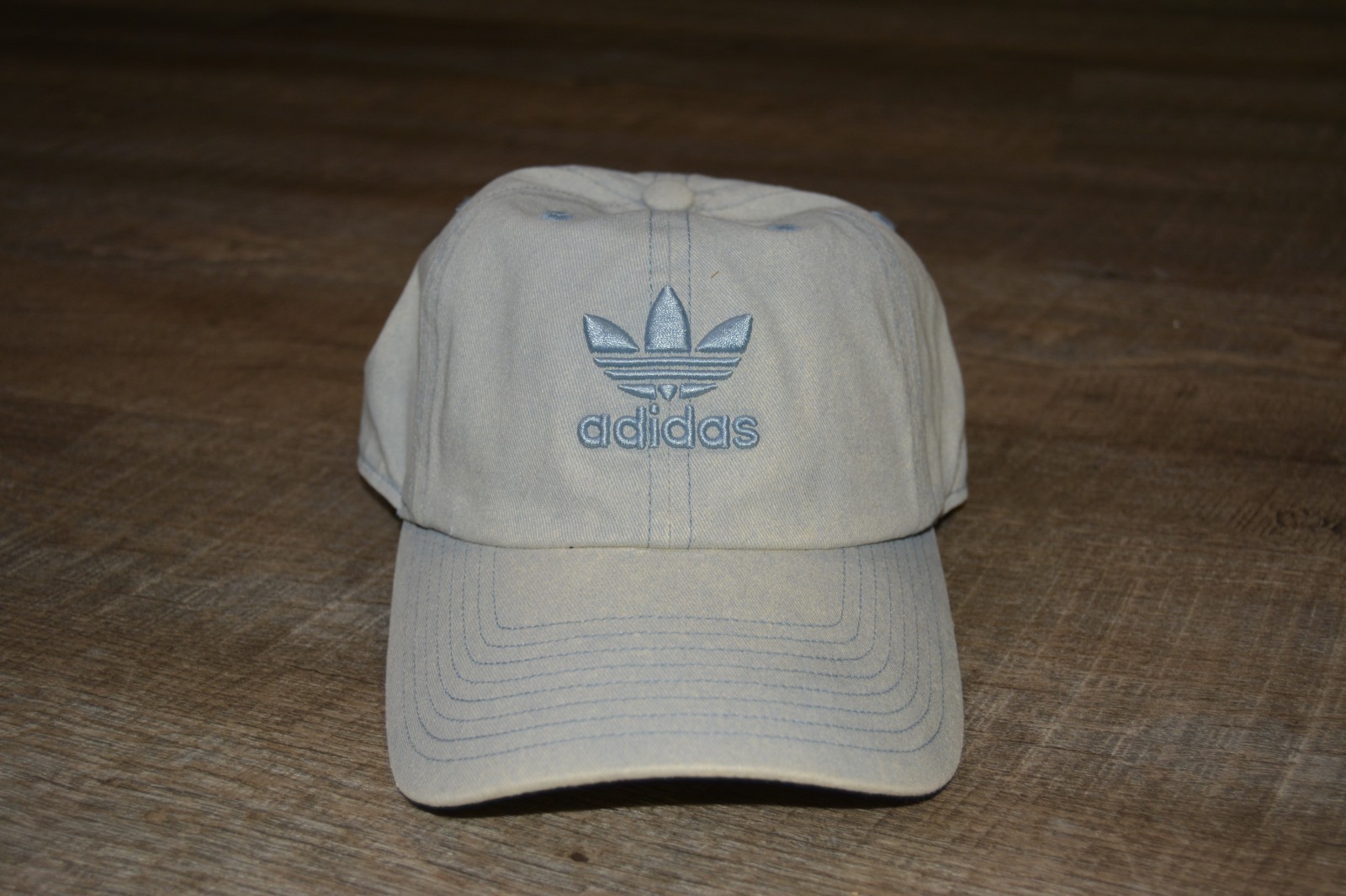 Adidas Denim Hat Strap Back Stone Washed Blue Three Stripe Clothing