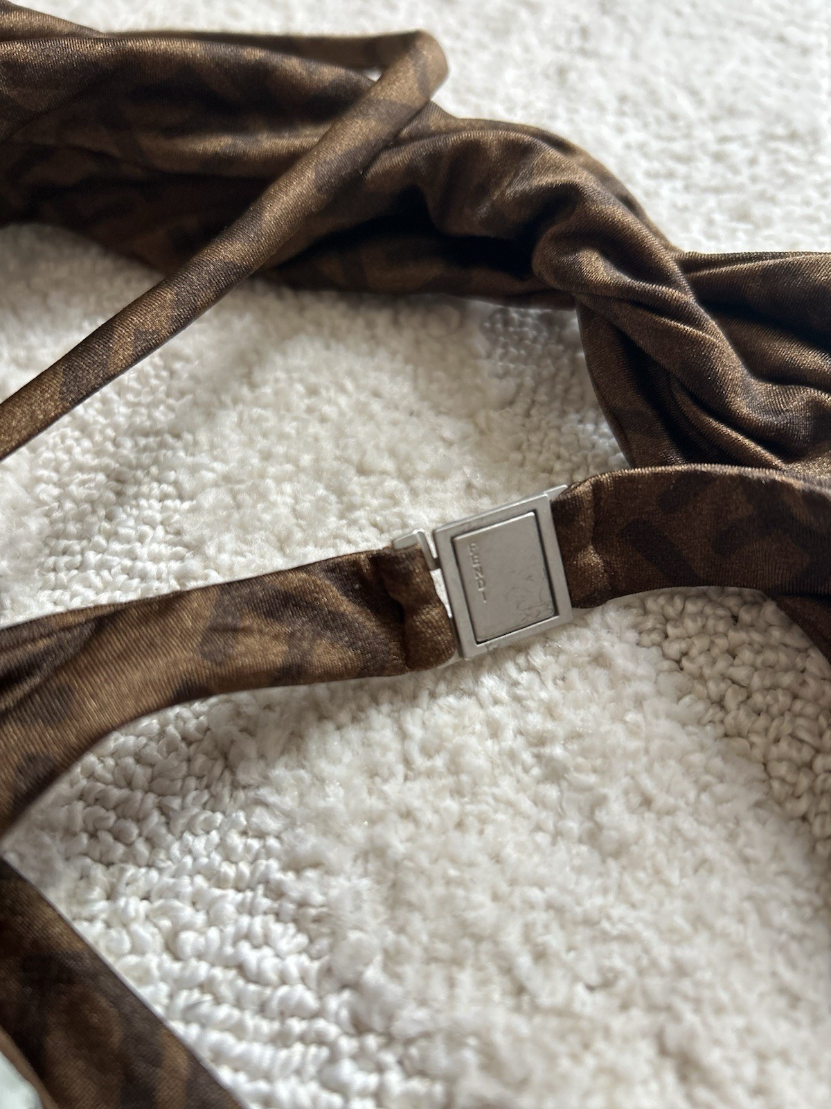 FENDI FF Logo Print Brown Bikini Set