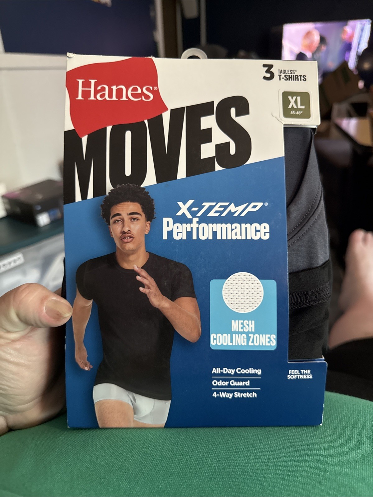 Hanes Moves 3-Pack T Shirt X-Temp Performance Tees Size XL