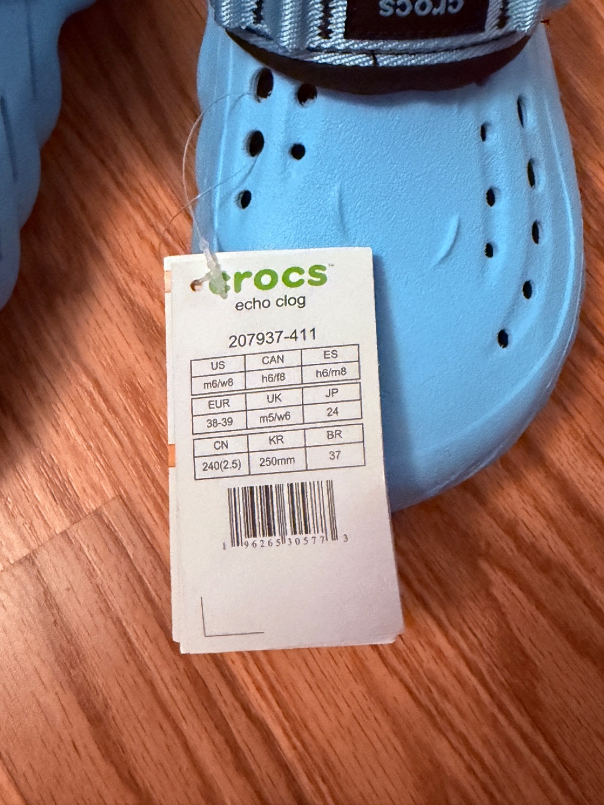 Crocs Echo Arctic Blue Adults Classic Clog W8 M 6 W9 M7 NWT