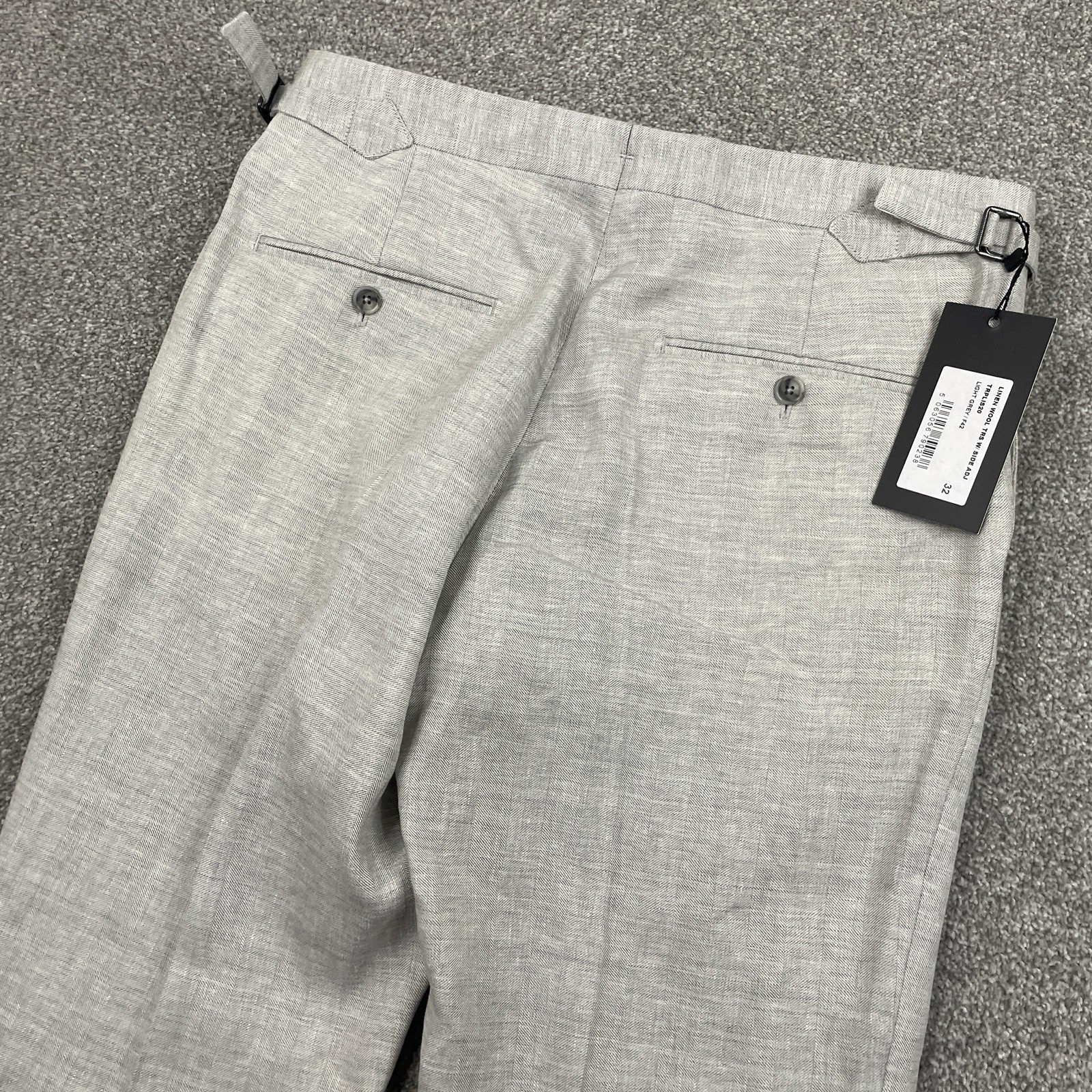 Hawes & Curtis Trouser Pant Men 32 Linen Wool Vitale Barberis Traveller Unhemmed