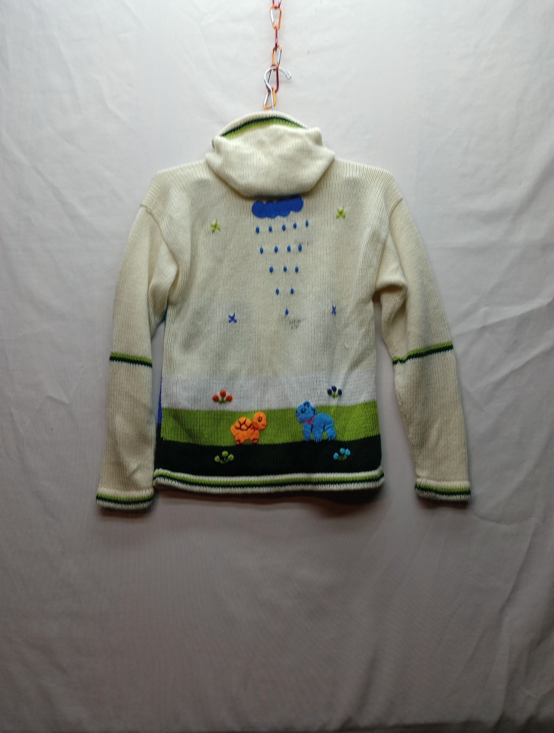 Childrens Unisex Handmade Full Zip Up Sweater Measurements In Pictures