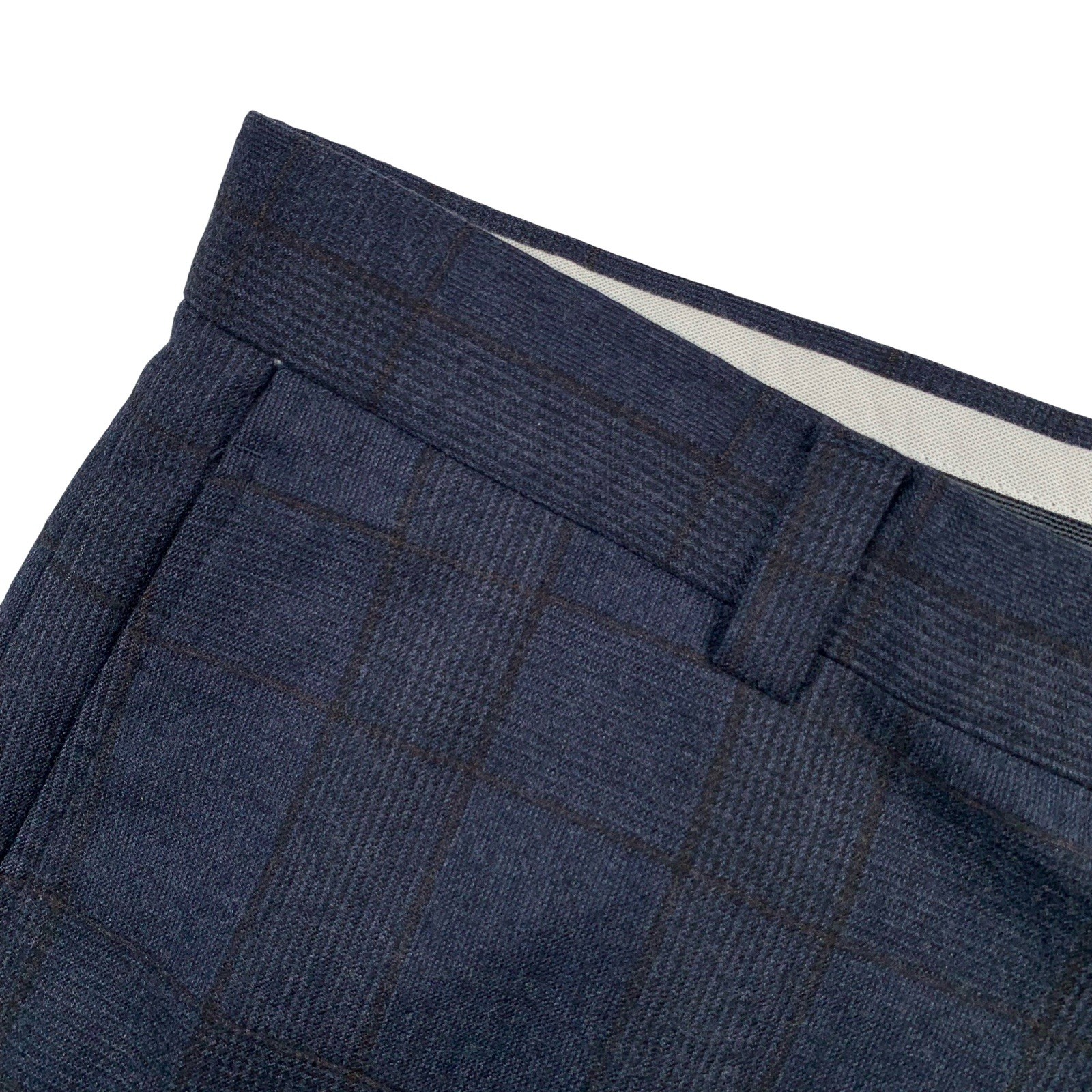 Mens 44 R Joseph Abboud ” Black Label ” Navy Windowpane Flannel Weight Made USA