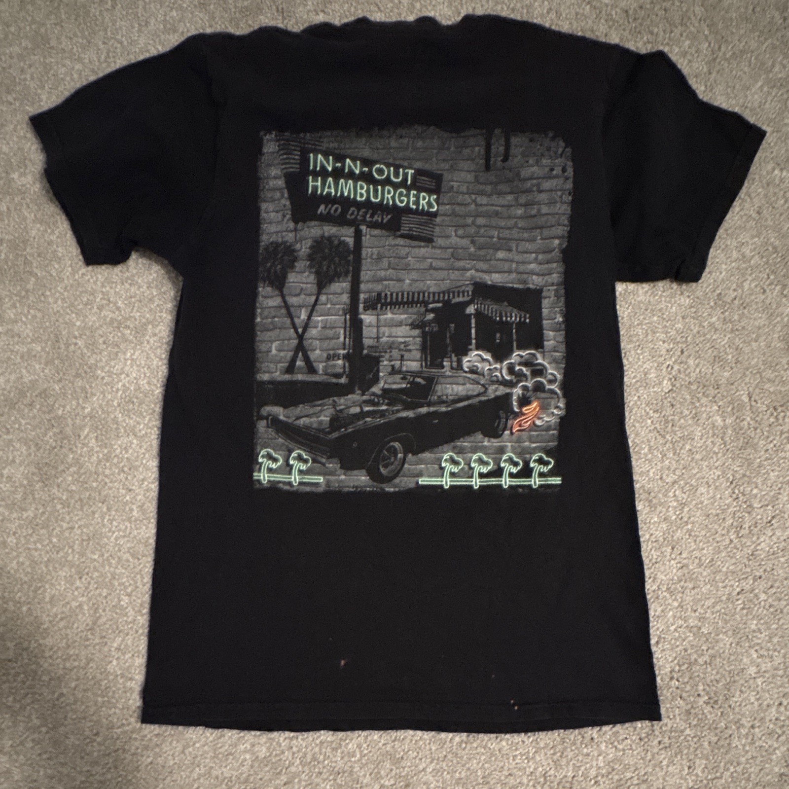 In-N-Out Men’s Black Double-Sided Logo Graphic Crew Neck T-Shirt Size S