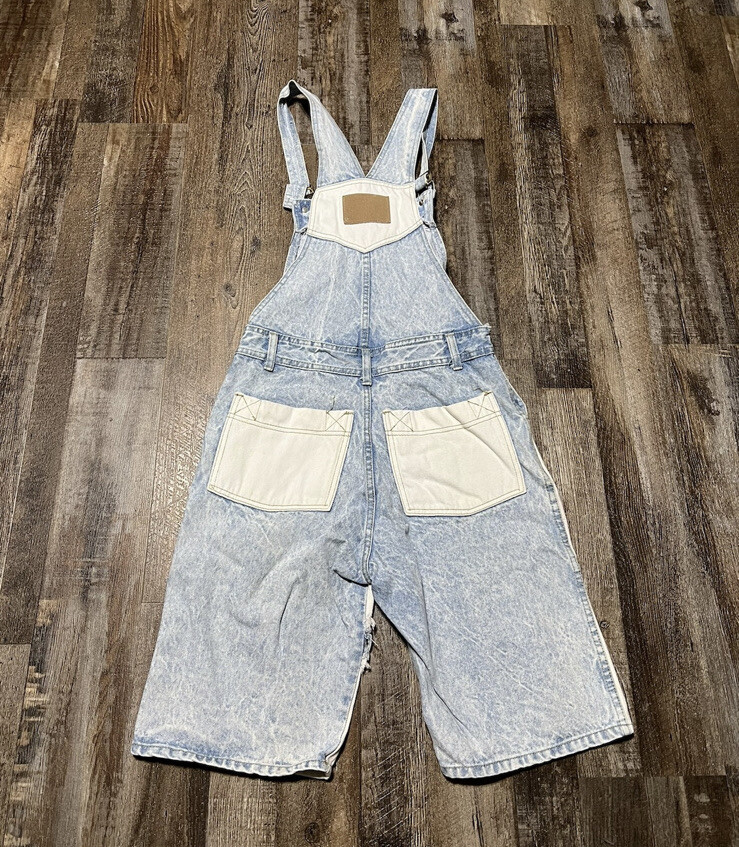 Vintage 90s SLICK Sportswear denim overalls Shorts Grunge Hip Hop Skate 80s Sz S