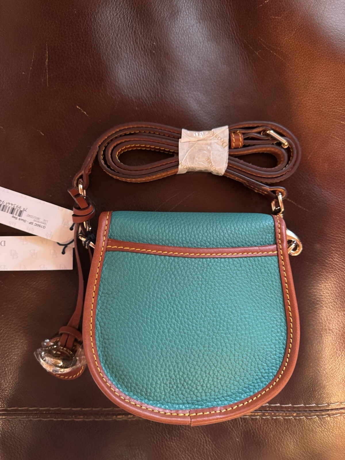 Dooney & Bourke All-Weather Leather Duck Bag Crossbody Snap Small Green/Brown