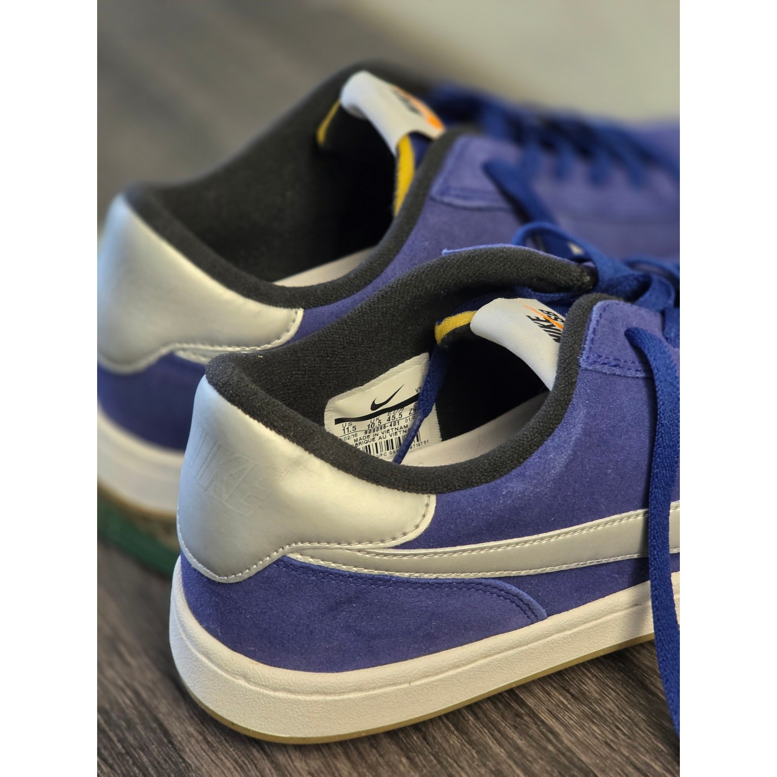 Nike SB Bruin Hyperfeel XT 909096-401 Blue Silver Suede SkateShoesSize 11.5 New