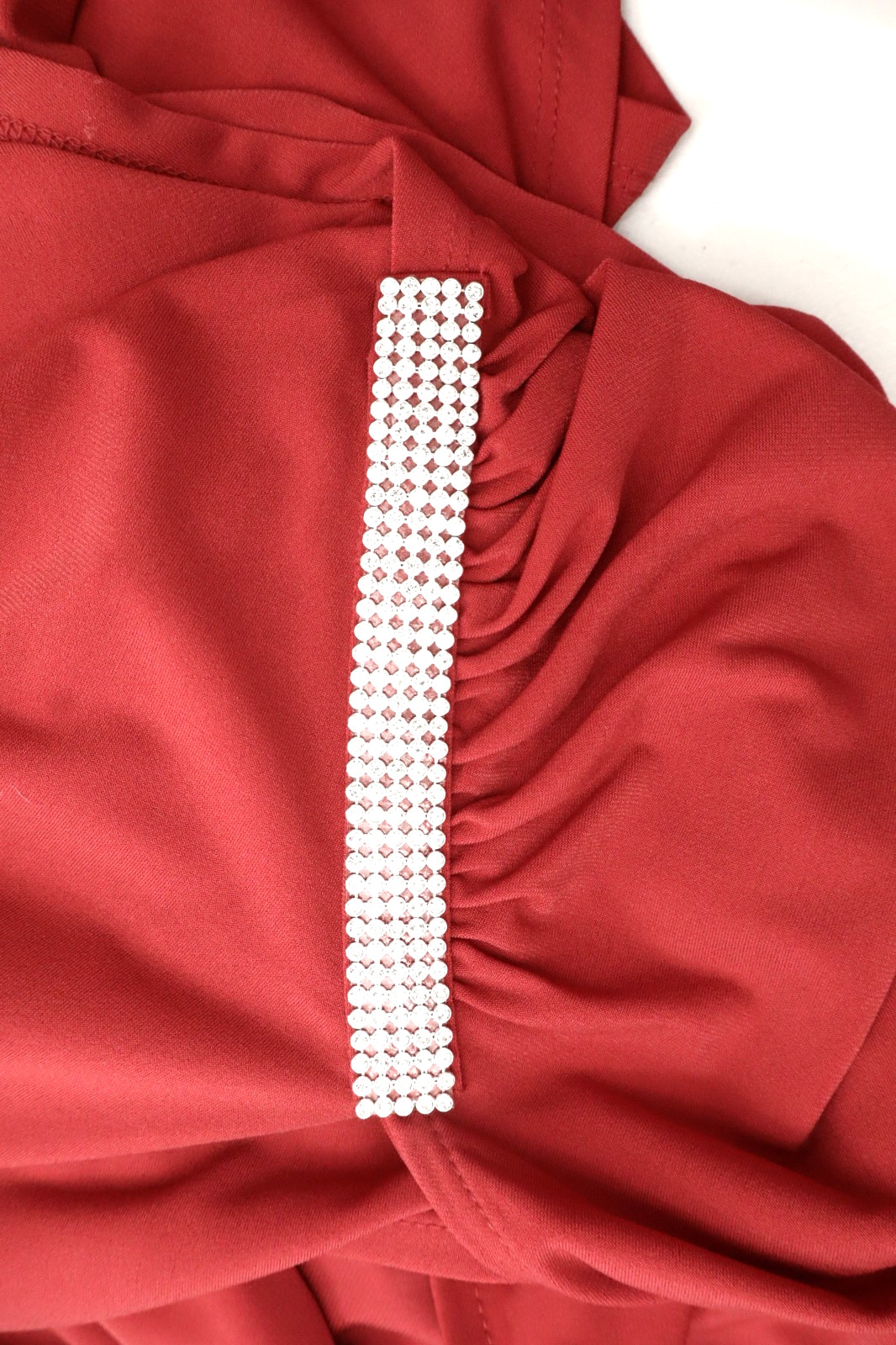 NEW JM COLLECTION Women’s Stretch Polyester Blouse Bead 3/4 Sleeve Deep Red 1X