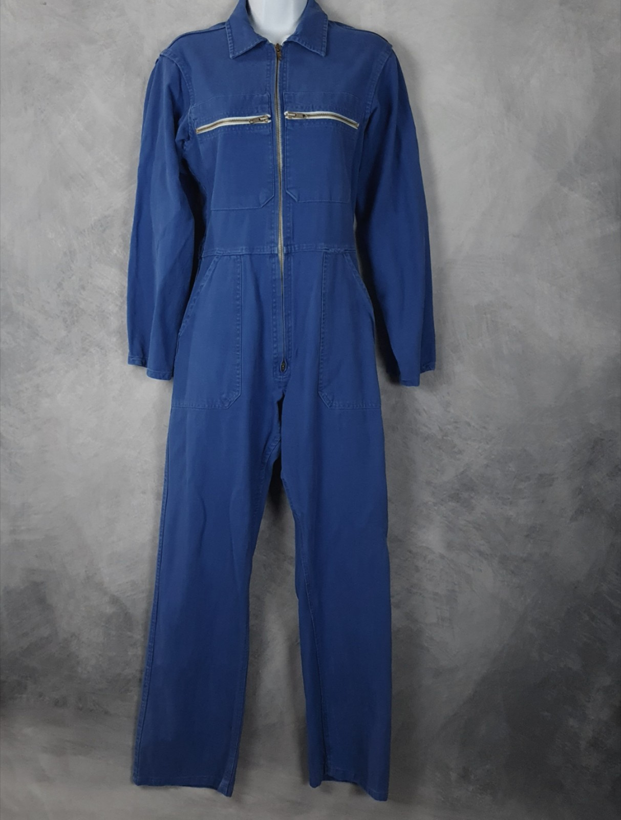 Vntg French Coveralls Womens Small Work Jumpsuit Utility Boiler Suit YKK Zip 80s