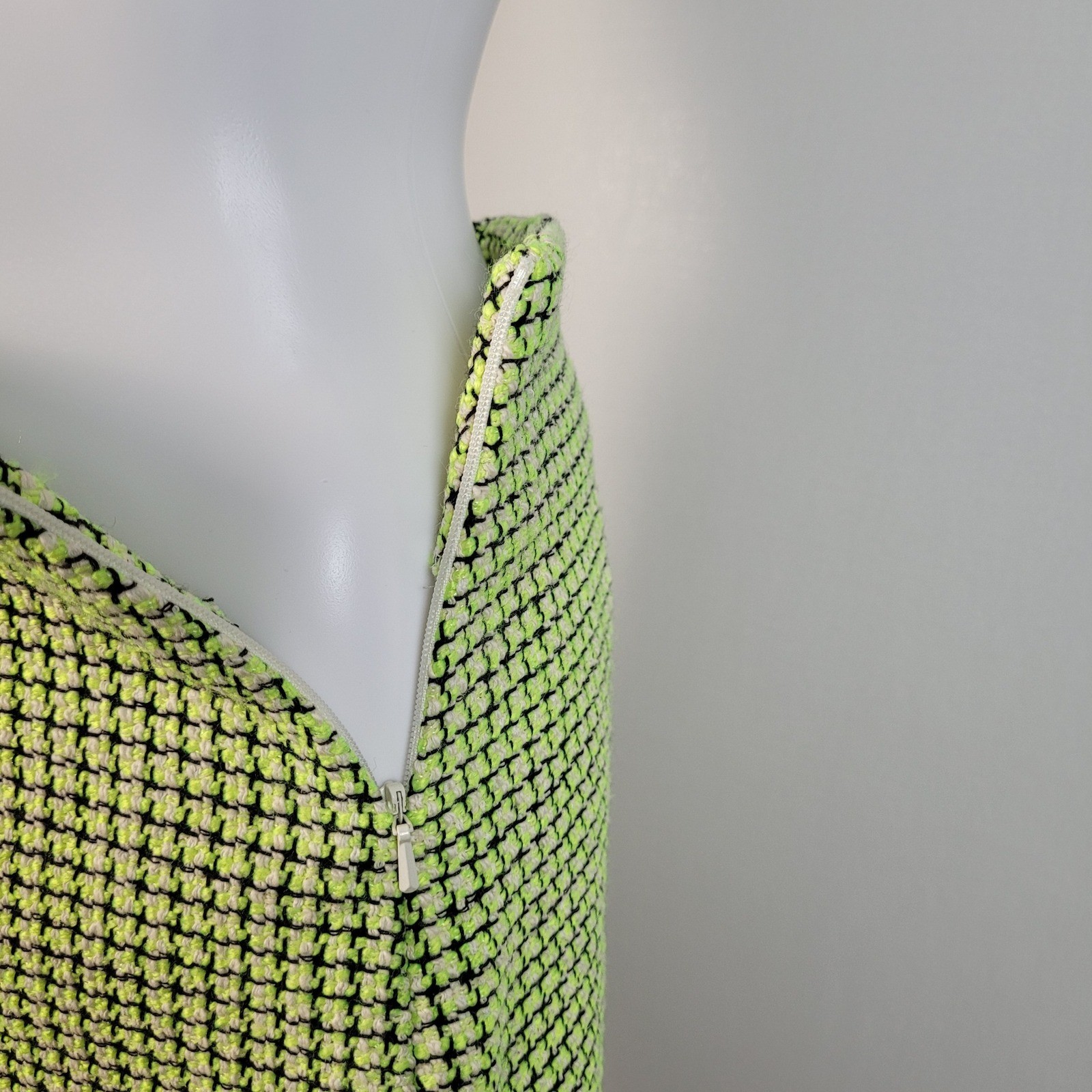 ASOS DESIGN Mini Skirt Boucle Tweed Check Lime Green Black A-Line US 4 NWOT