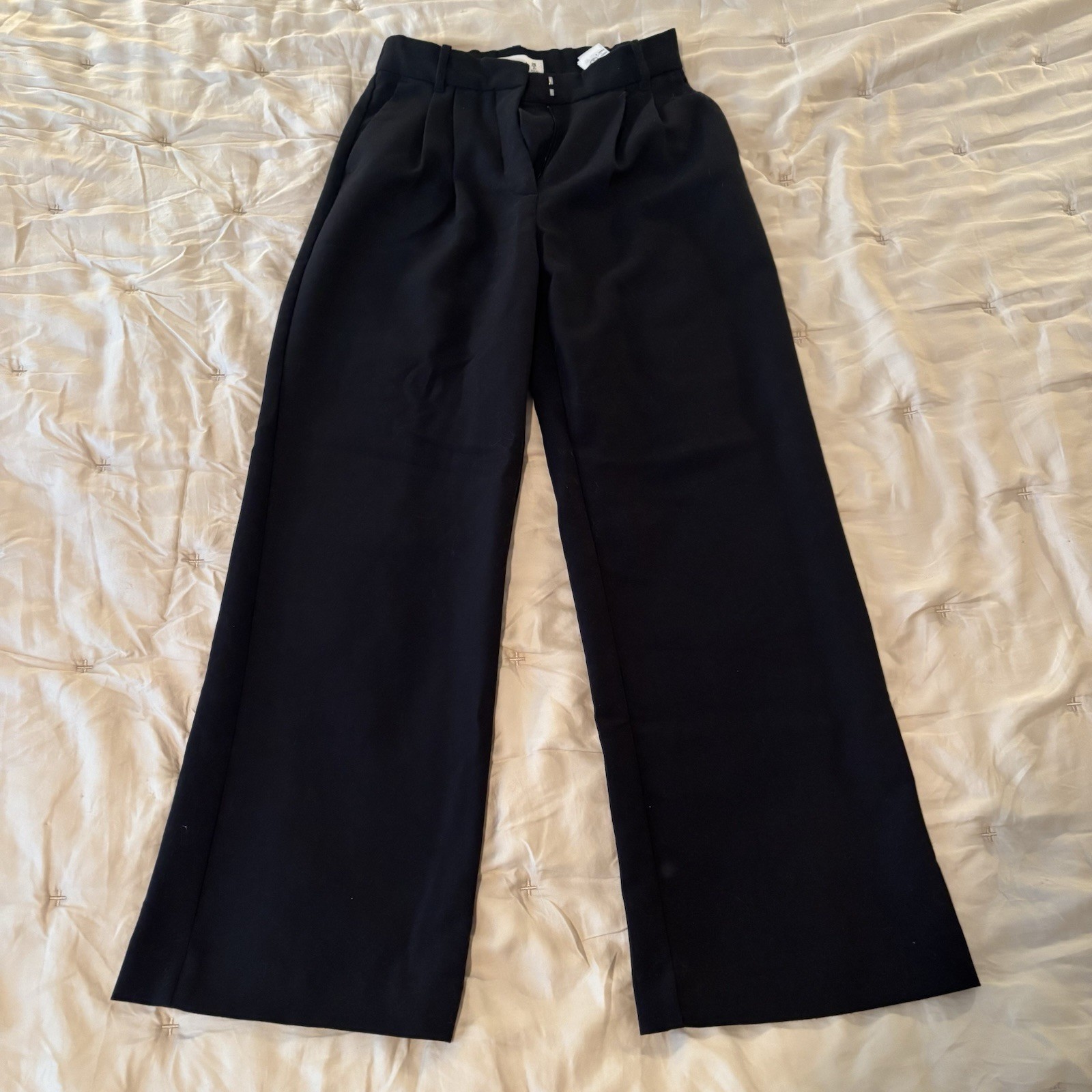 Abercrombie & Fitch Dress Pants Womens 26 Black Sloane Pleated Wide Leg Stretch