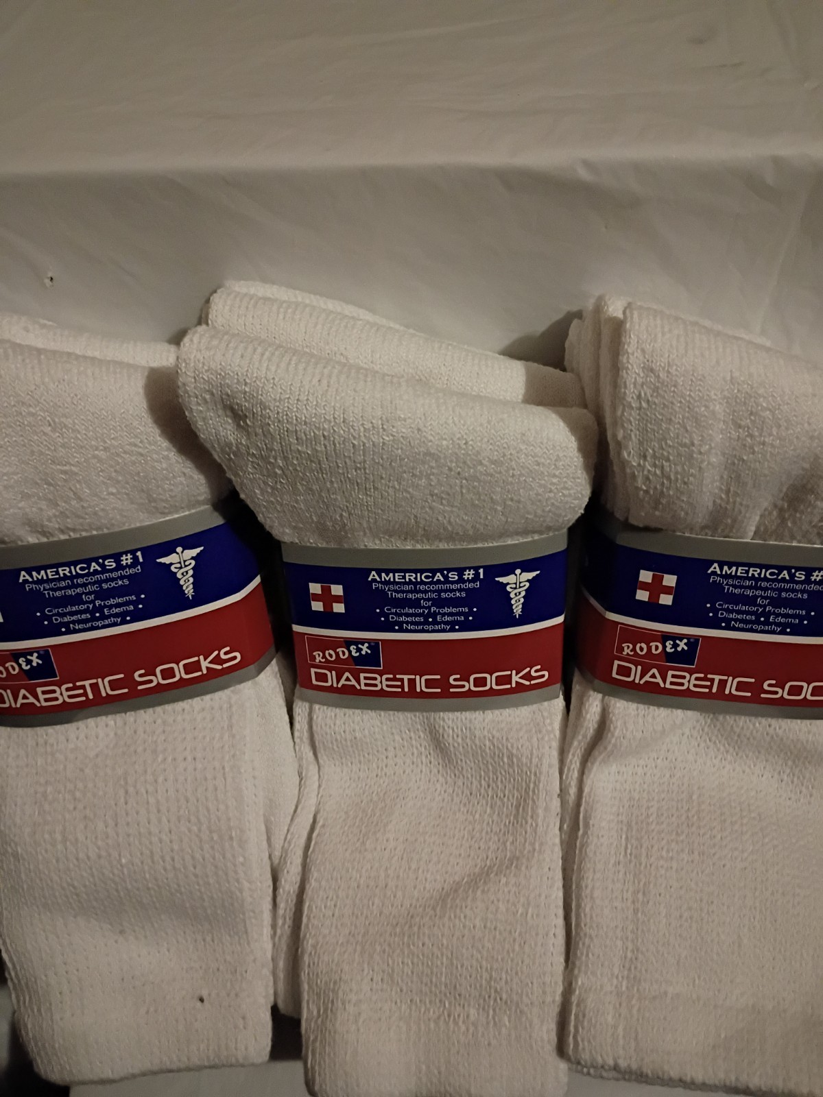 Rodex Crew Socks White Men’s Size 10-13 Cotton Polyester Cushioned 3 pks