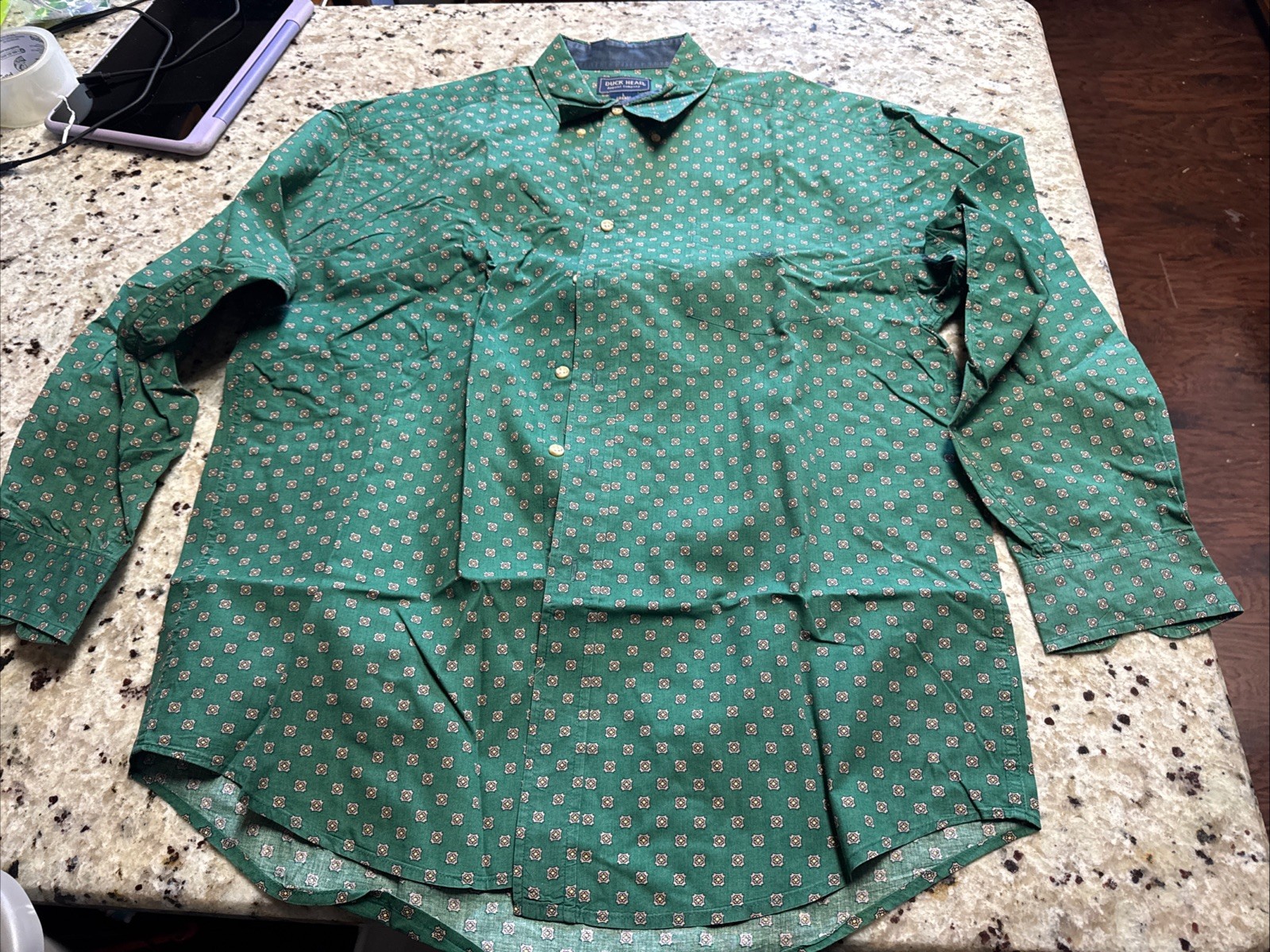 Vintage Duck Head Shirt Mens Large Button Down Long Sleeve Green 100% Cotton
