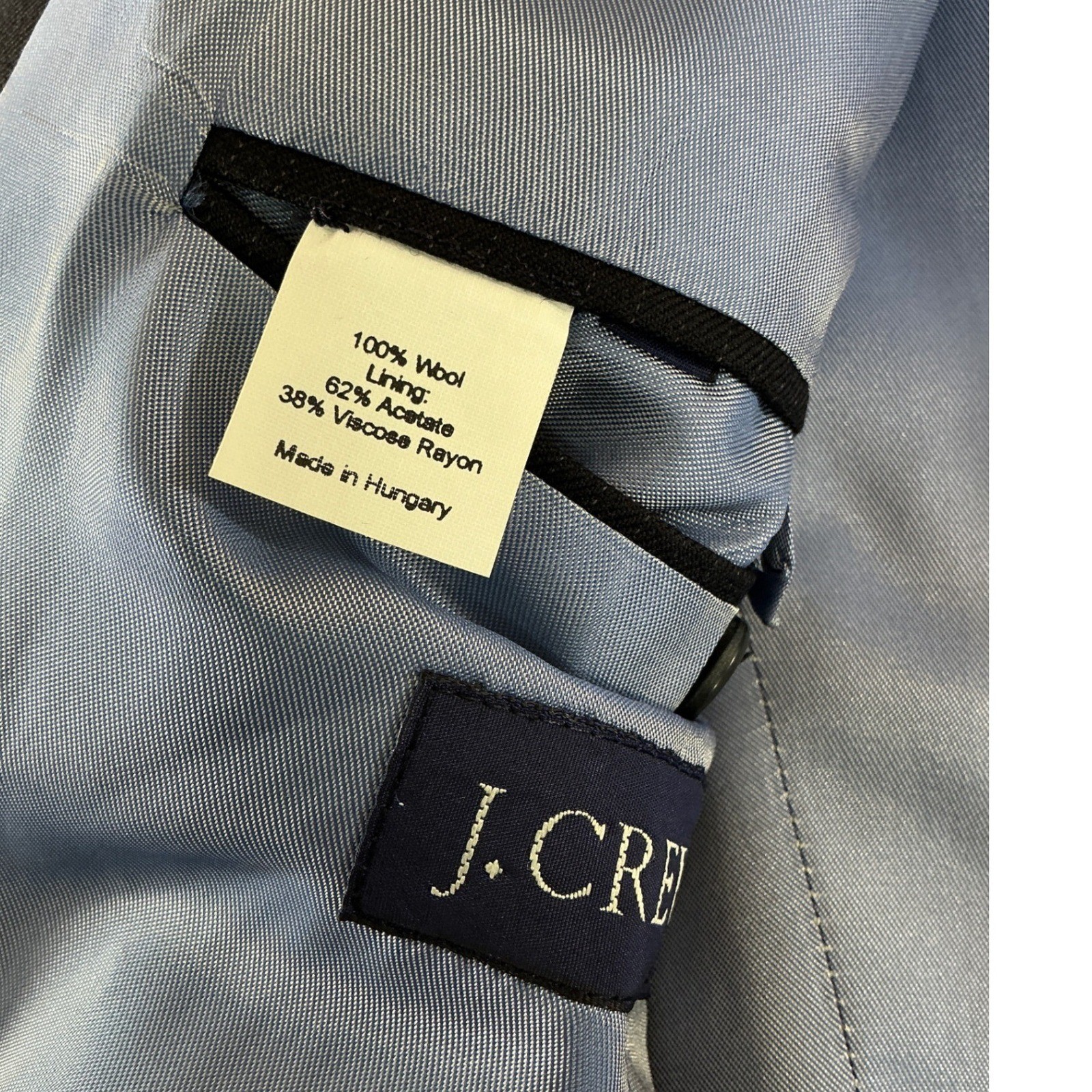 J.Crew Blazer Suit Jacket Mens 40R Navy 100% Wool Two Button Made in Hungary