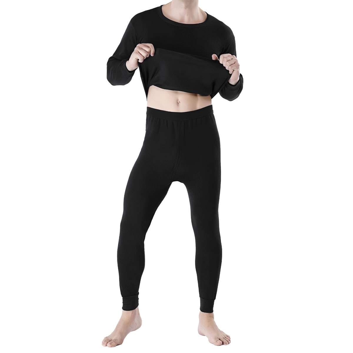 Men’s Fleece Lined Long Johns Thermal Underwear Base Layer Set for Cold Weather