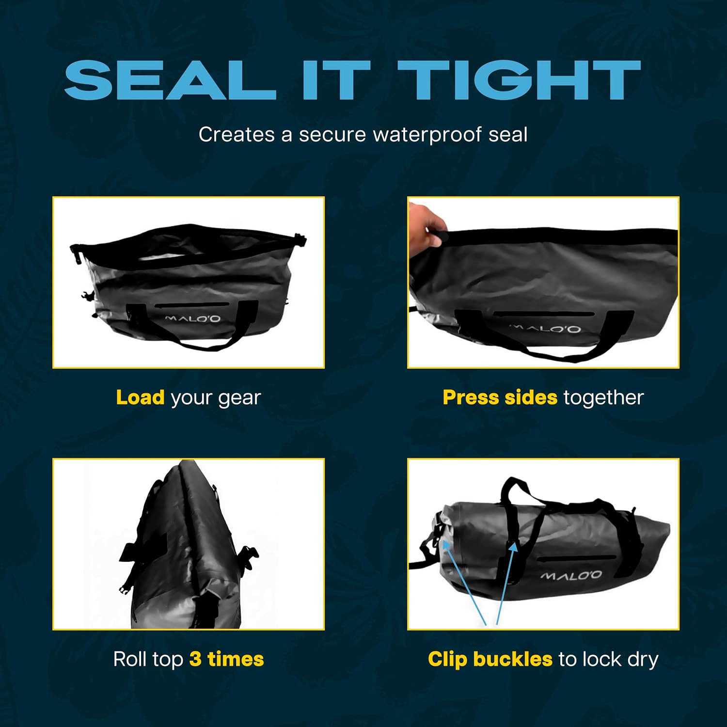 Malo’O 100L Waterproof Duffel Bag for Kayaking, Camping & Travel – Black