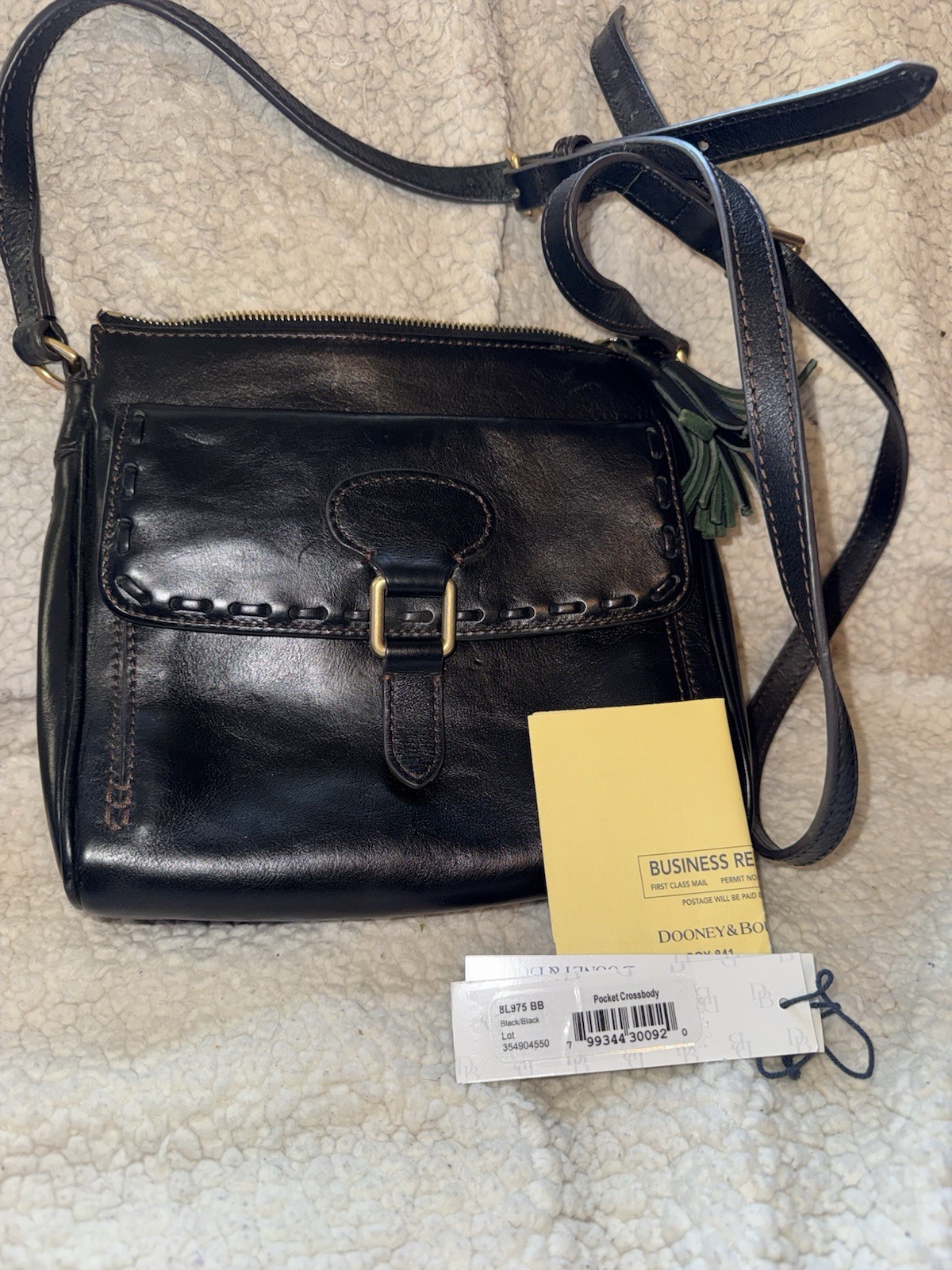 Dooney & Bourke Florentine Pocket Crossbody Black w/Tassel, New w/Tags