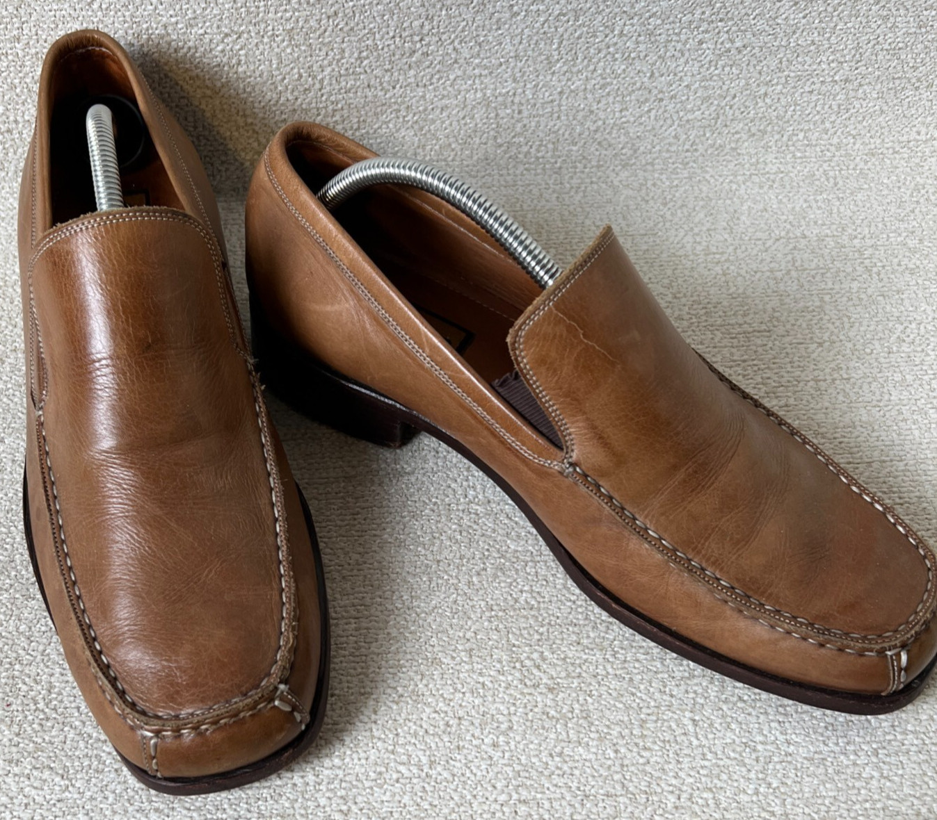Emilio Bianco Loafer Mens 10.5 Brown Leather Square Toe Slip On Dress Shoe