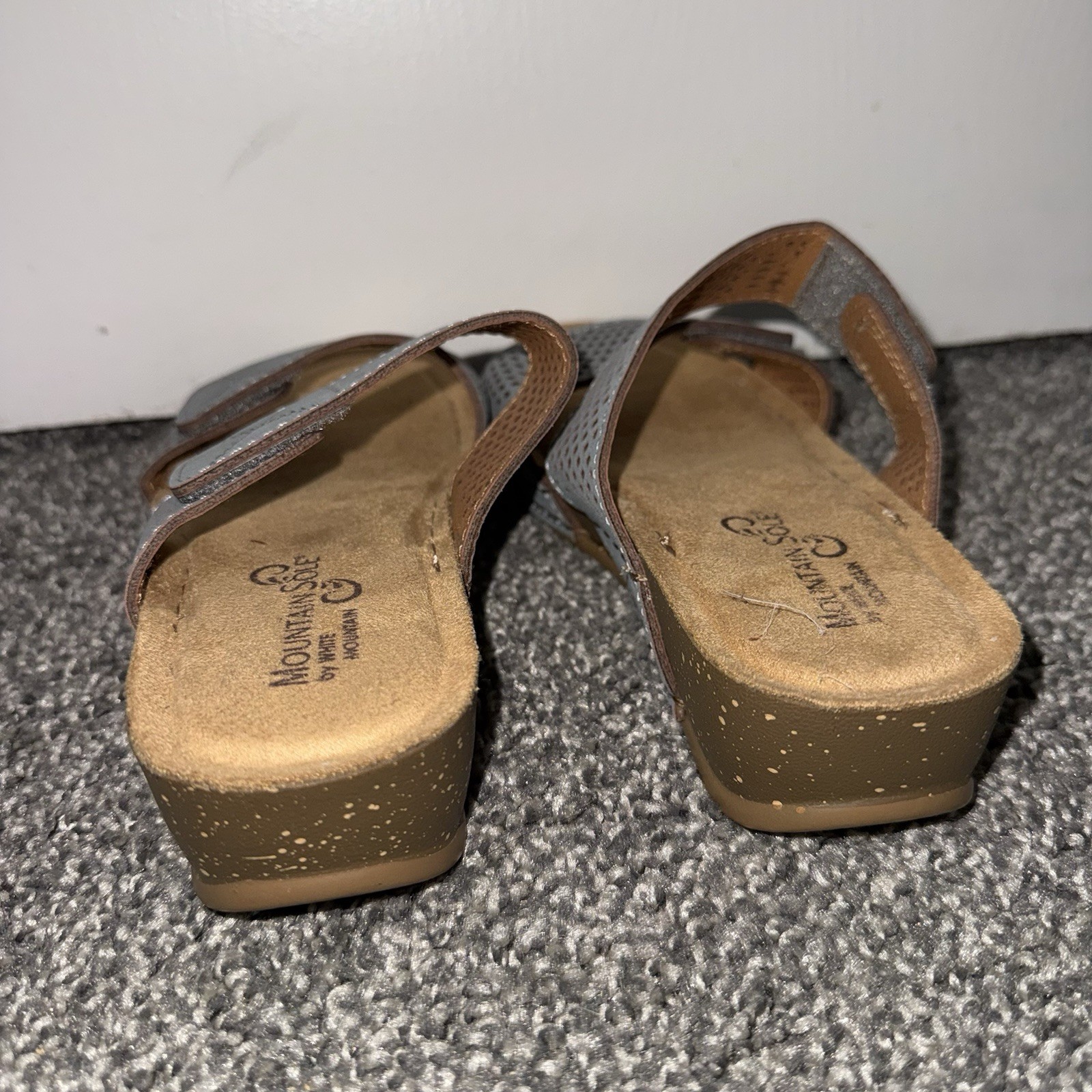 Mountain Sole By White Mountain Women’s Gray Perforated Slide Sandals Comfort