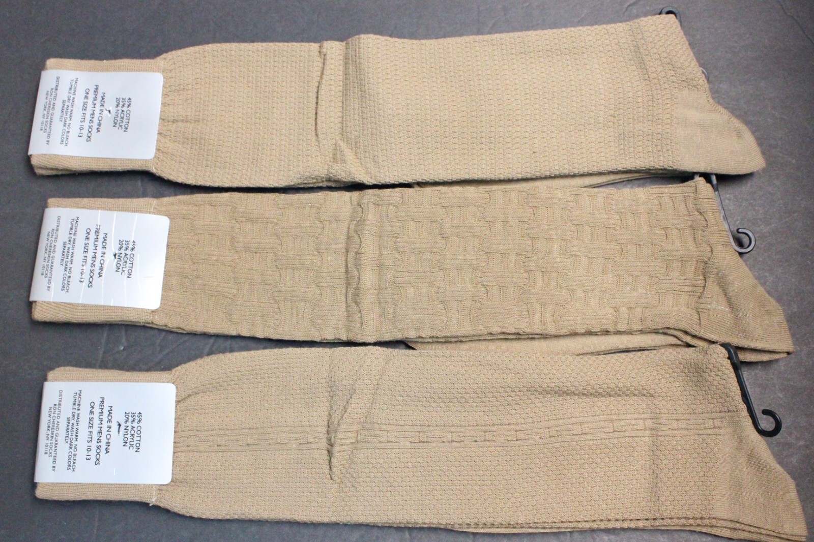 3 pair 10-13 Knee high Socks Men’s Over the Calf Cotton Blend Socks Taupe 6-12