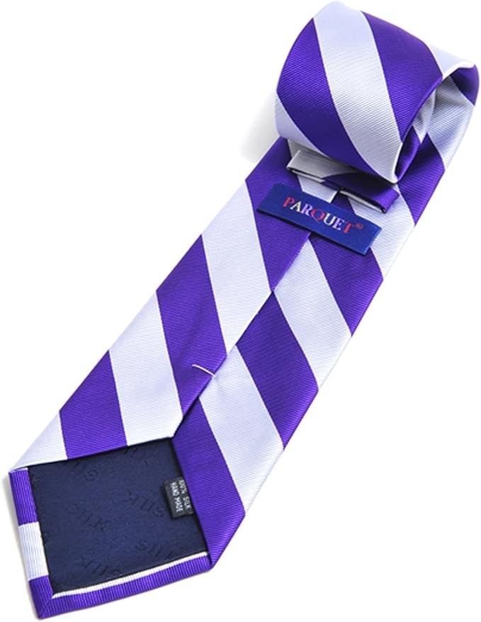 White & Purple Silk Woven College Tie