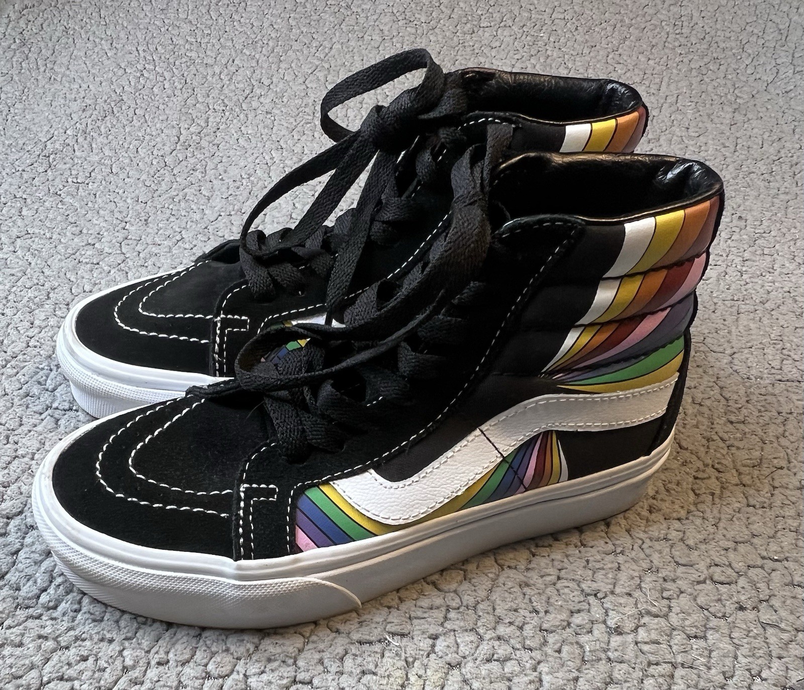 Vans SK8 Hi Reissue Refract True Black And White With Multi Colors Womens Size 5