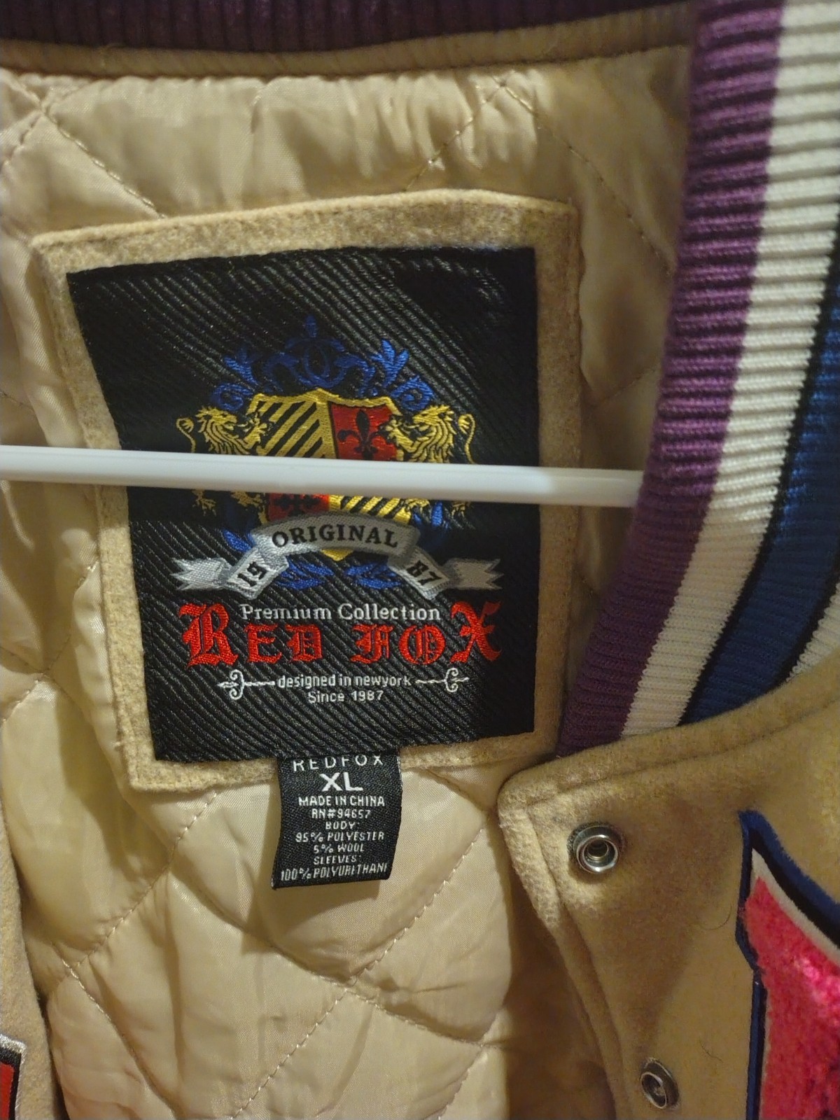 Red Fox Varsity Jacket Pink B 23 HUSTLE Stars Letterman woman XL
