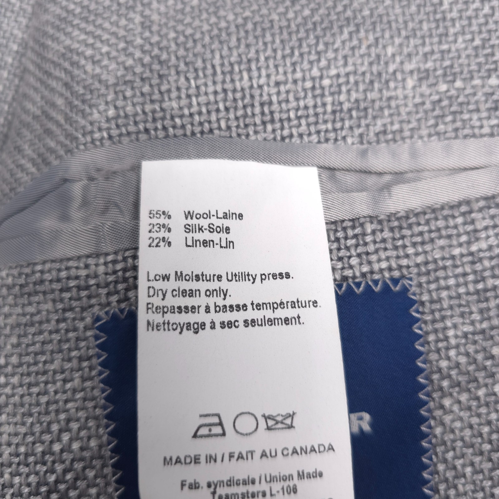 $648 Hart Schaffner Marx Gray Hopsack Sport Coat Blazer Jacket Mens Size 40R