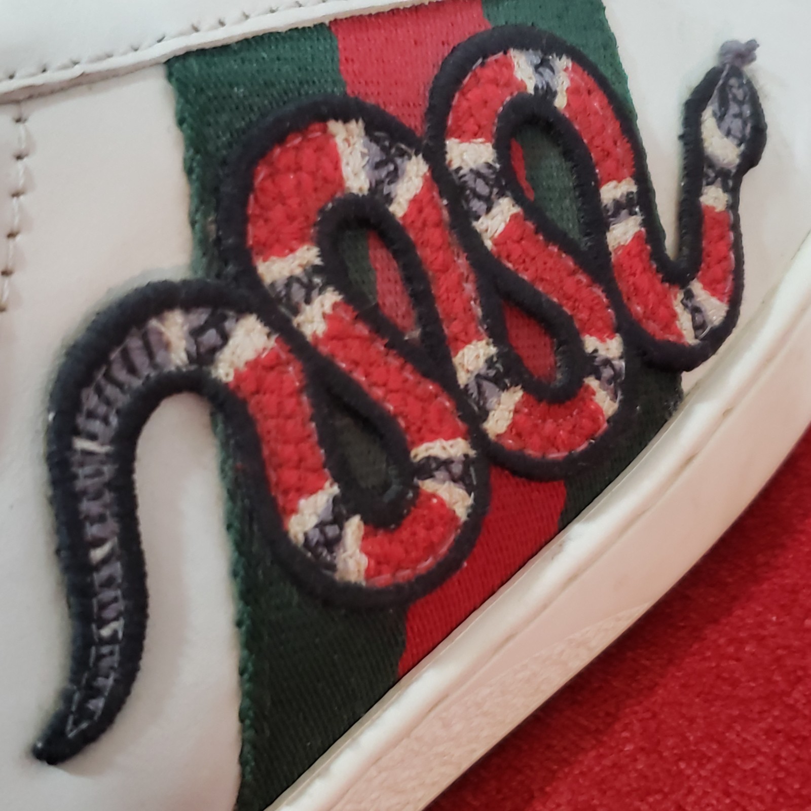 GUCCI Ace Web low sneaker snake embroidered white leather 8.5 US 41.5 EUR 456230