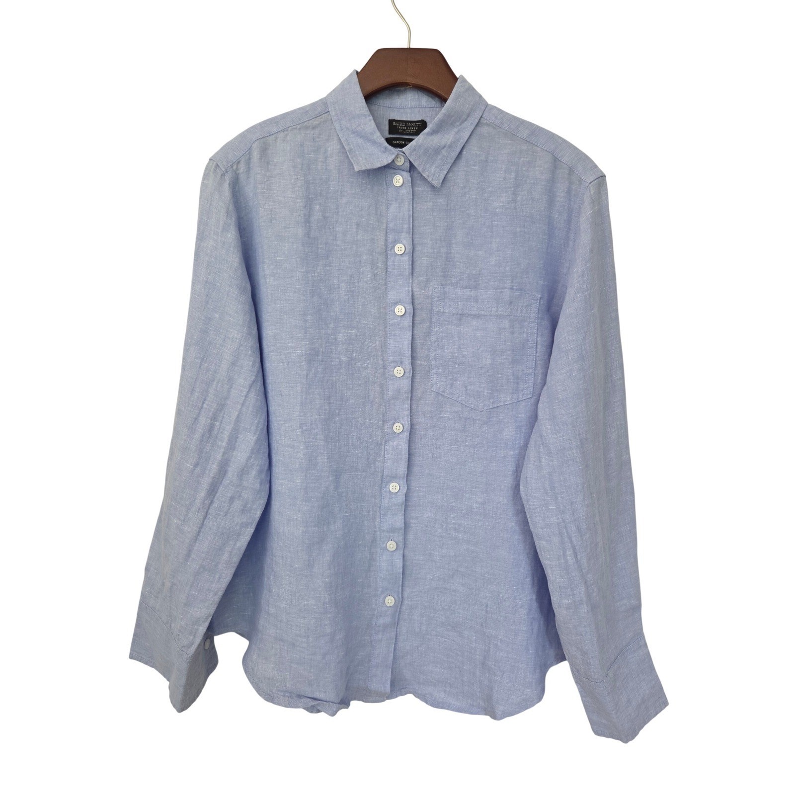 J. Crew Garçon Classic Shirt Baird McNutt Linen Womens 4 Blue NWT $118 CG940