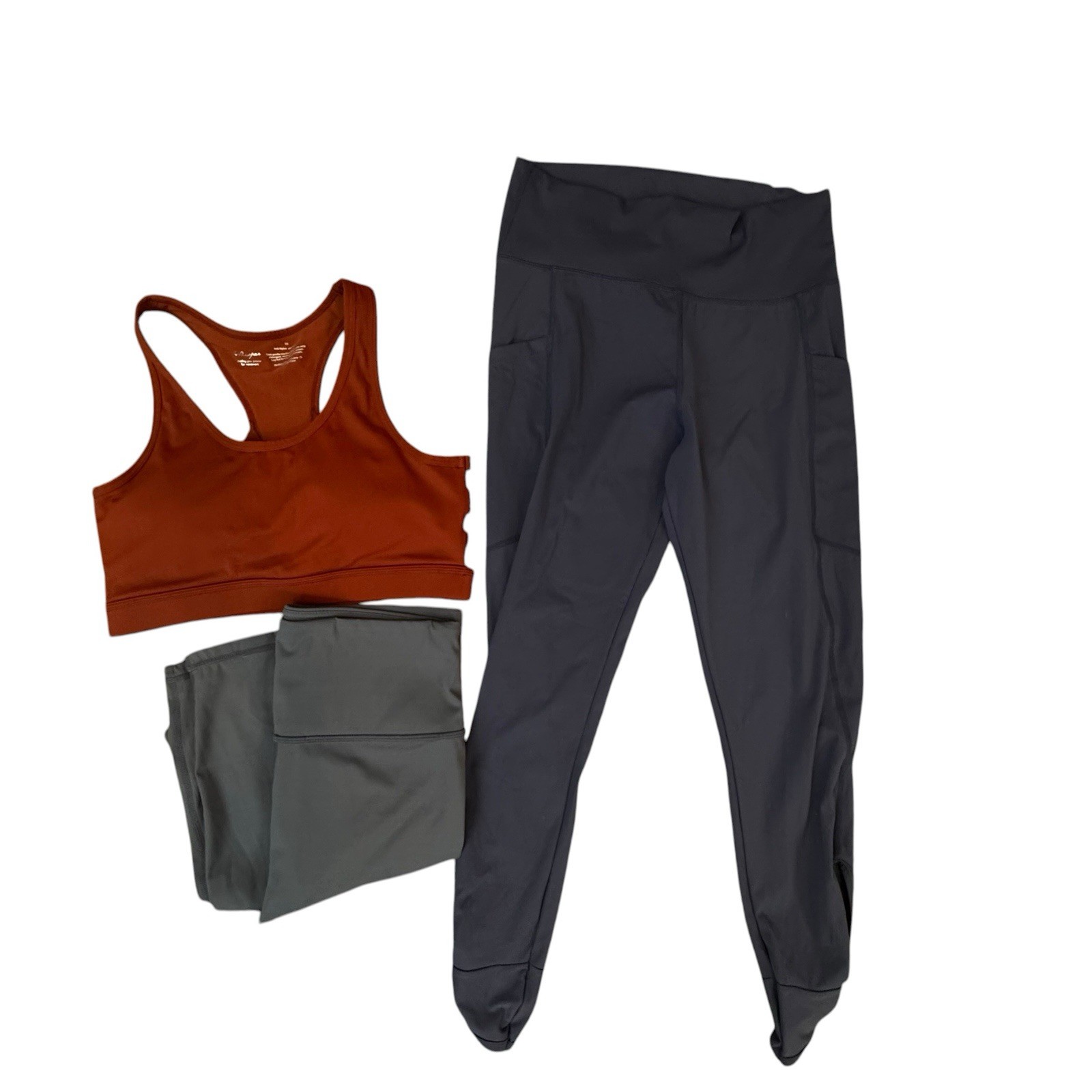 Whisper 2 Pair Leggings & Ribbed Sports Bra Workout Set Size Medium