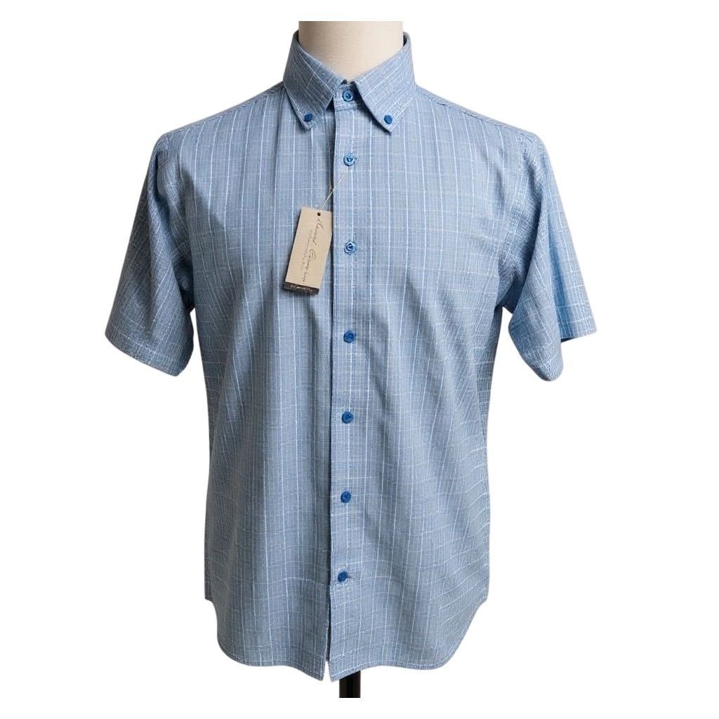 NEW Daniel Cremieux Performance Mens SMALL Blue Plaid Short Sleeve Shirt