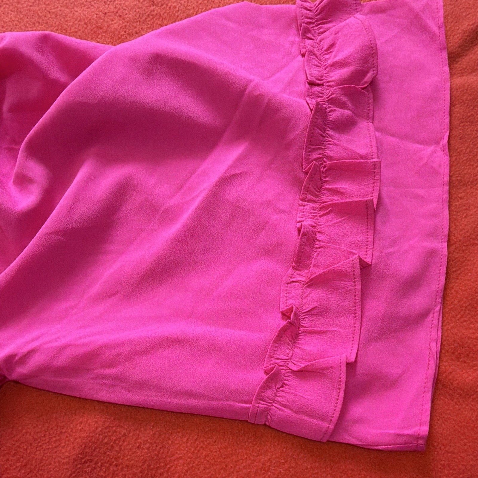 Wishing Waves Pink Solid Off Shoulder Puff Sleeve Smocked Cropped Blouse S