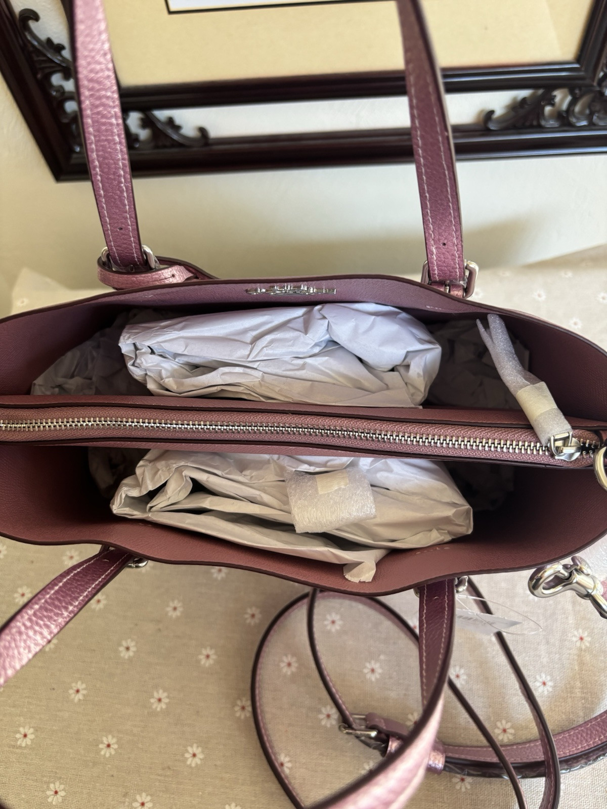 Coach Mollie Tote Bag 25 In metallic pink