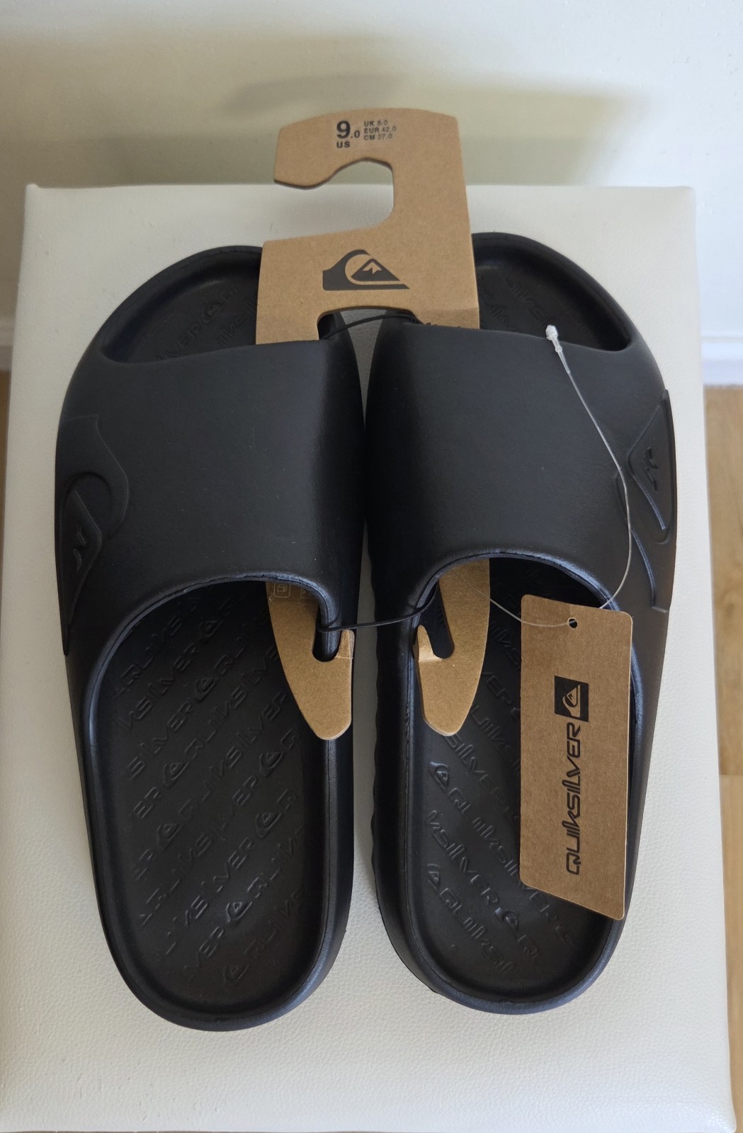 Quiksilver Men’s Slide Sandals Black Slip-On Synthetic US 9 EU 42 UK 8