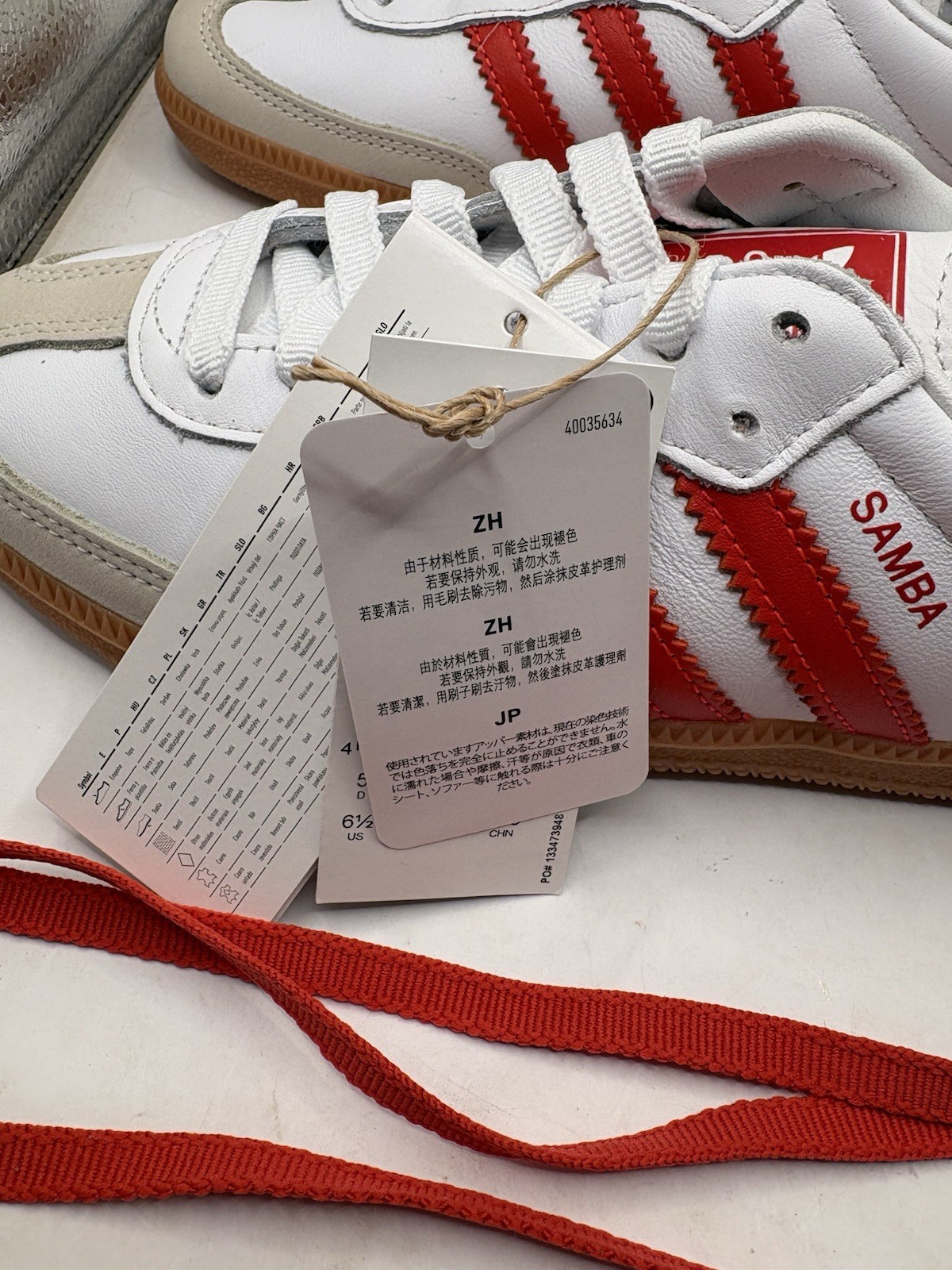 – Adidas Samba OG White Orange Sz 6.5